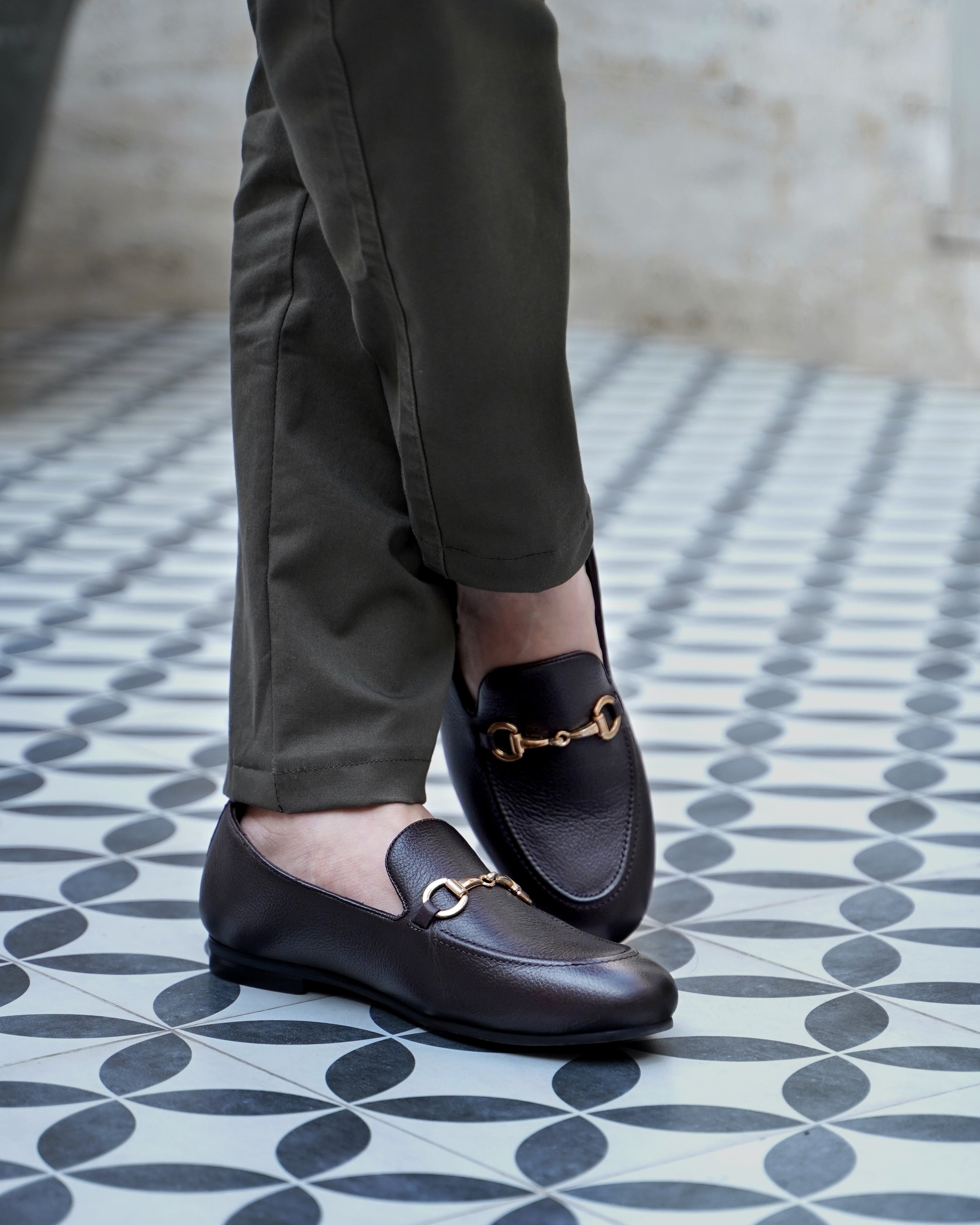 Byron - Men's Dark Brown Pebble Grain Leather Loafer