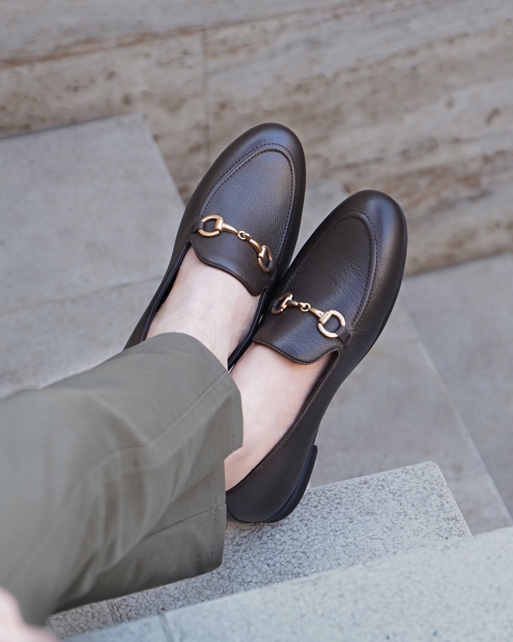 Byron - Men's Dark Brown Pebble Grain Leather Loafer