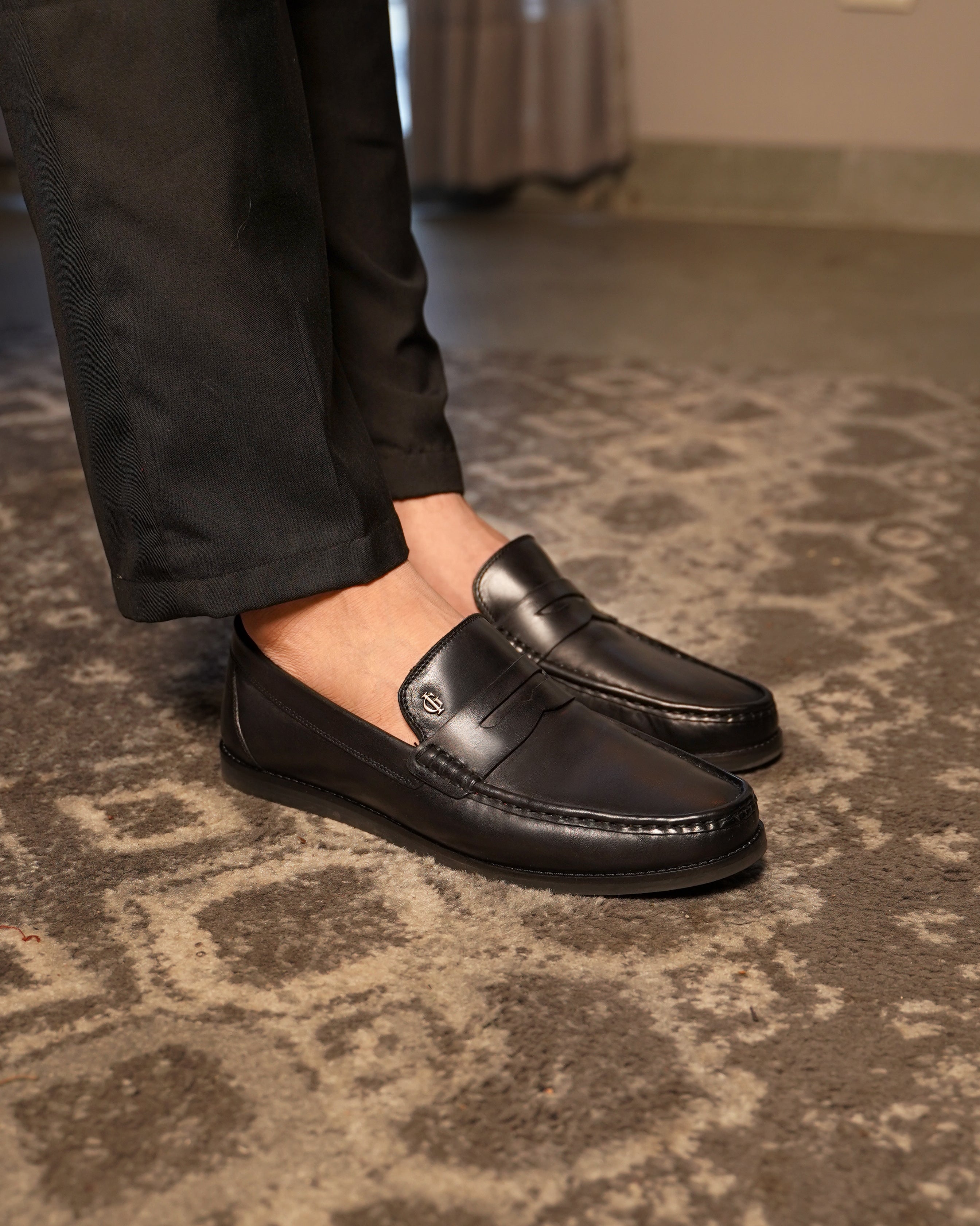 Fronzay - Men's Black Calf Leather Loafer