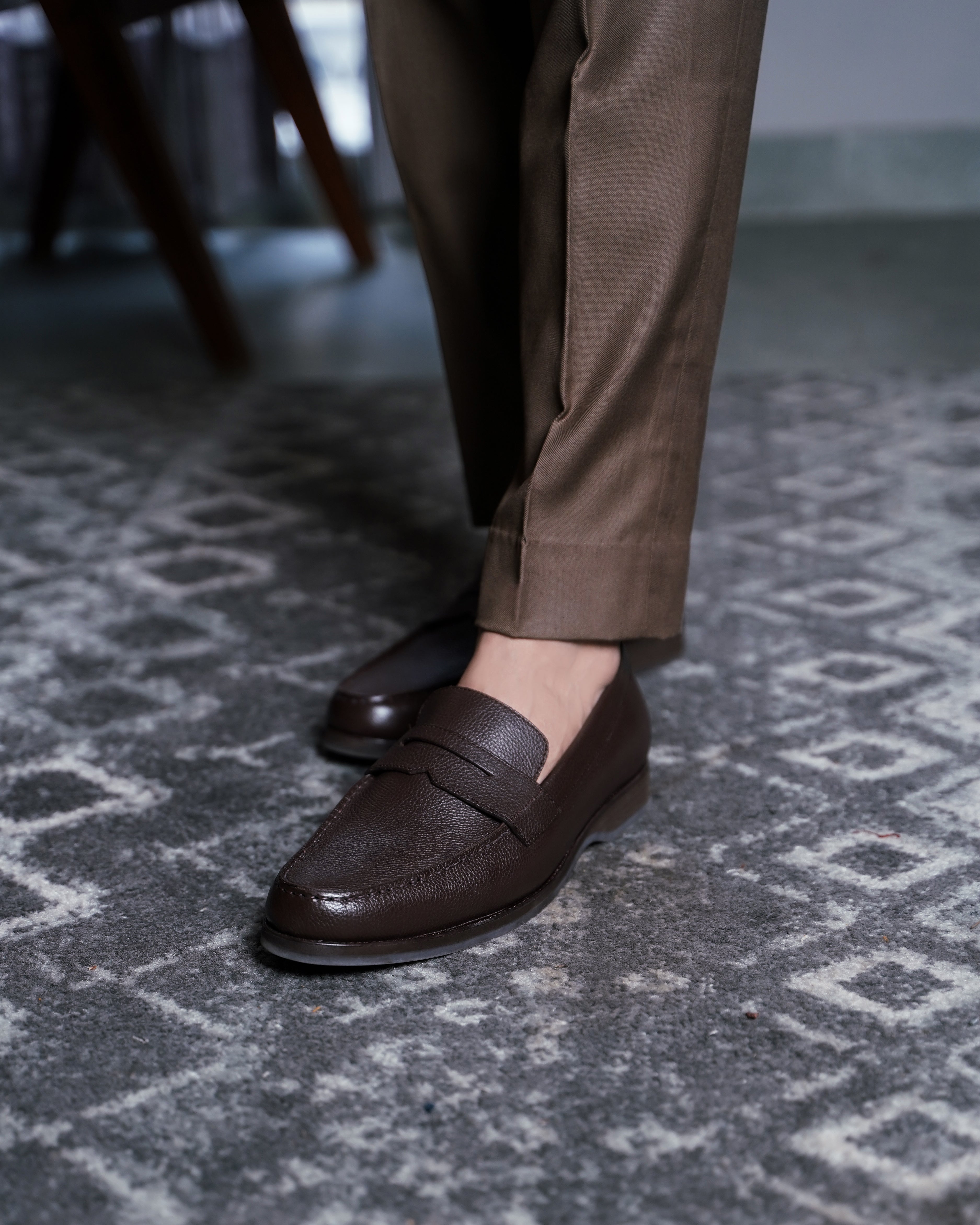 Asador - Men's Dark Brown Pebble Grain Leather Loafer