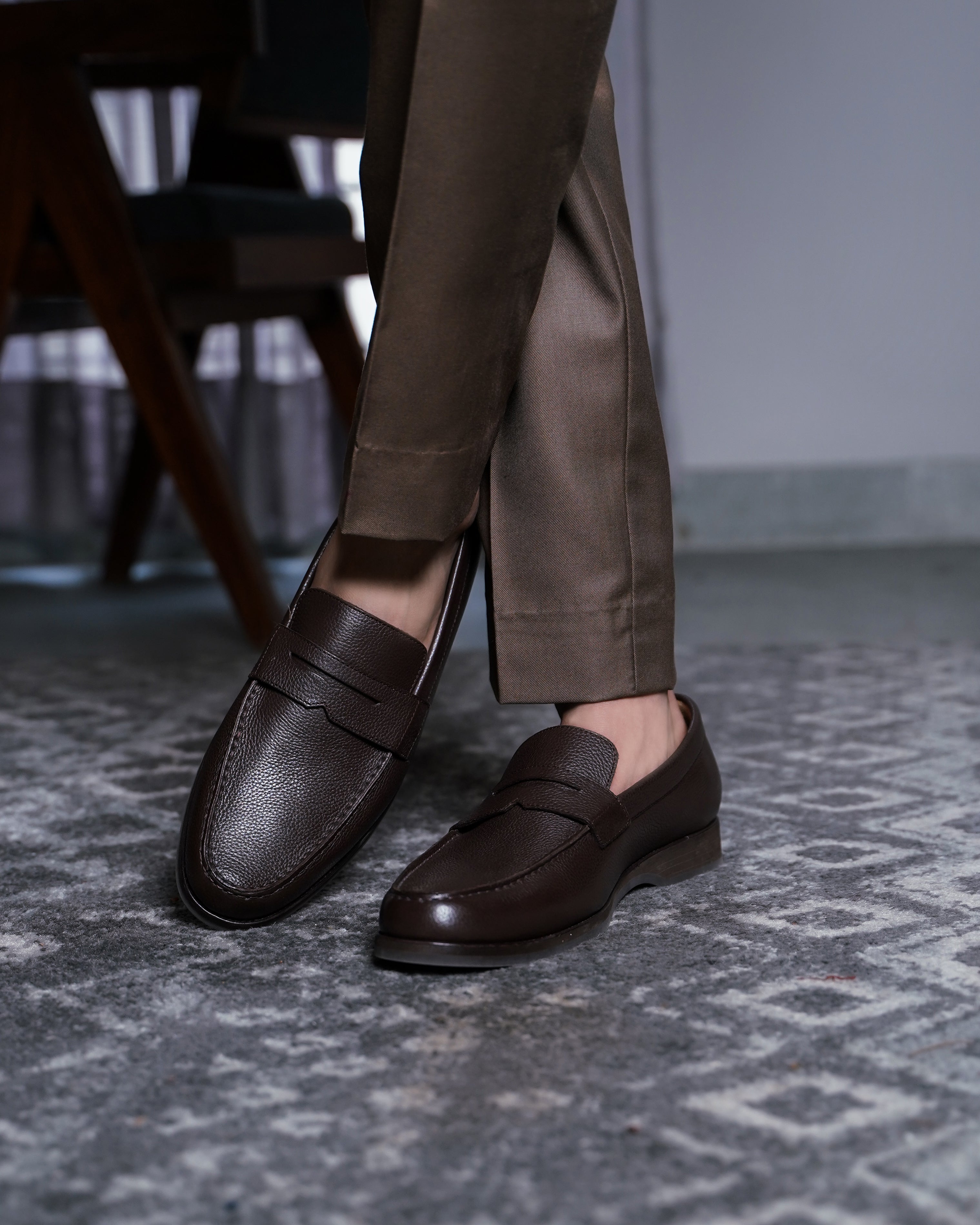 Asador - Men's Dark Brown Pebble Grain Leather Loafer