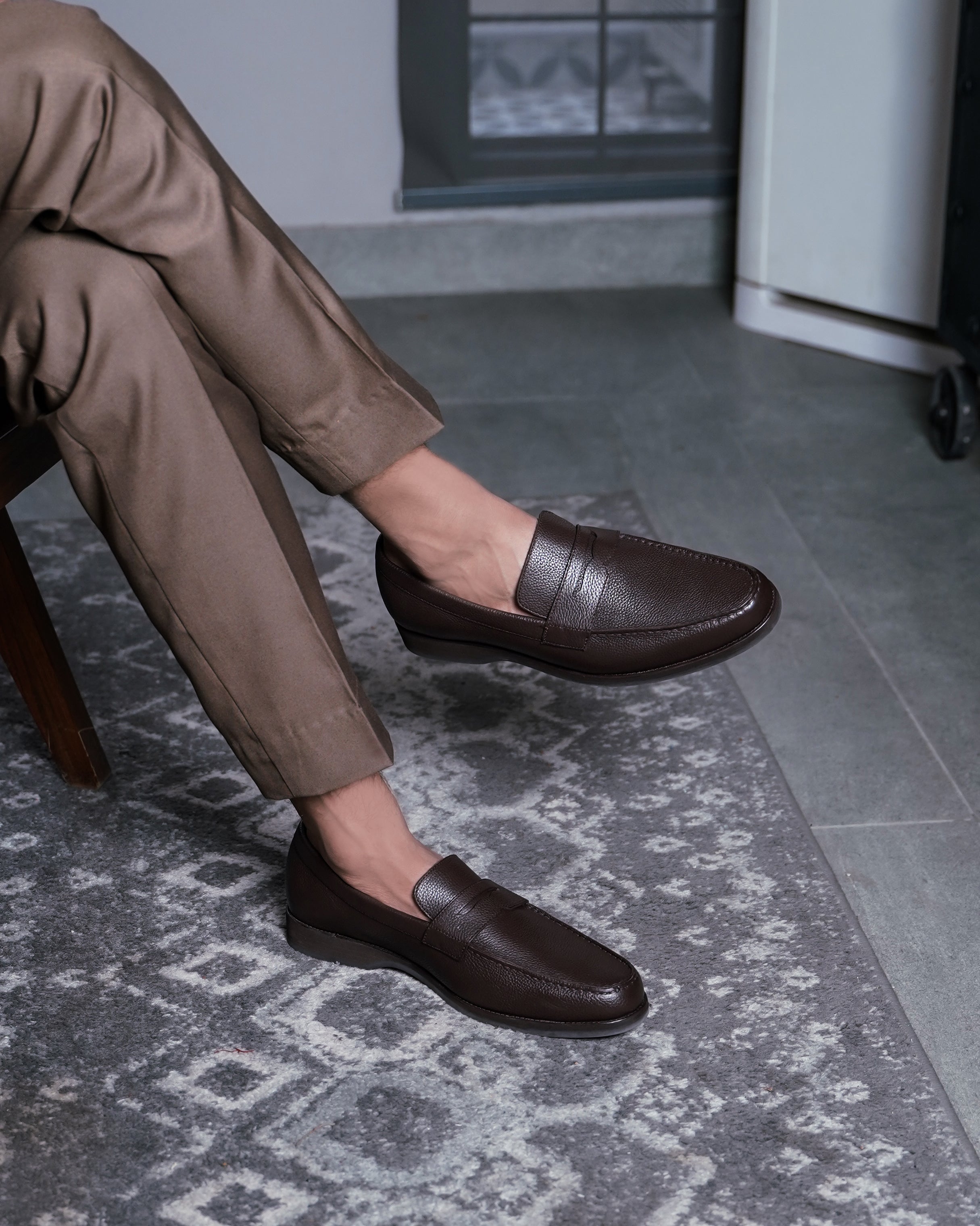 Asador - Men's Dark Brown Pebble Grain Leather Loafer