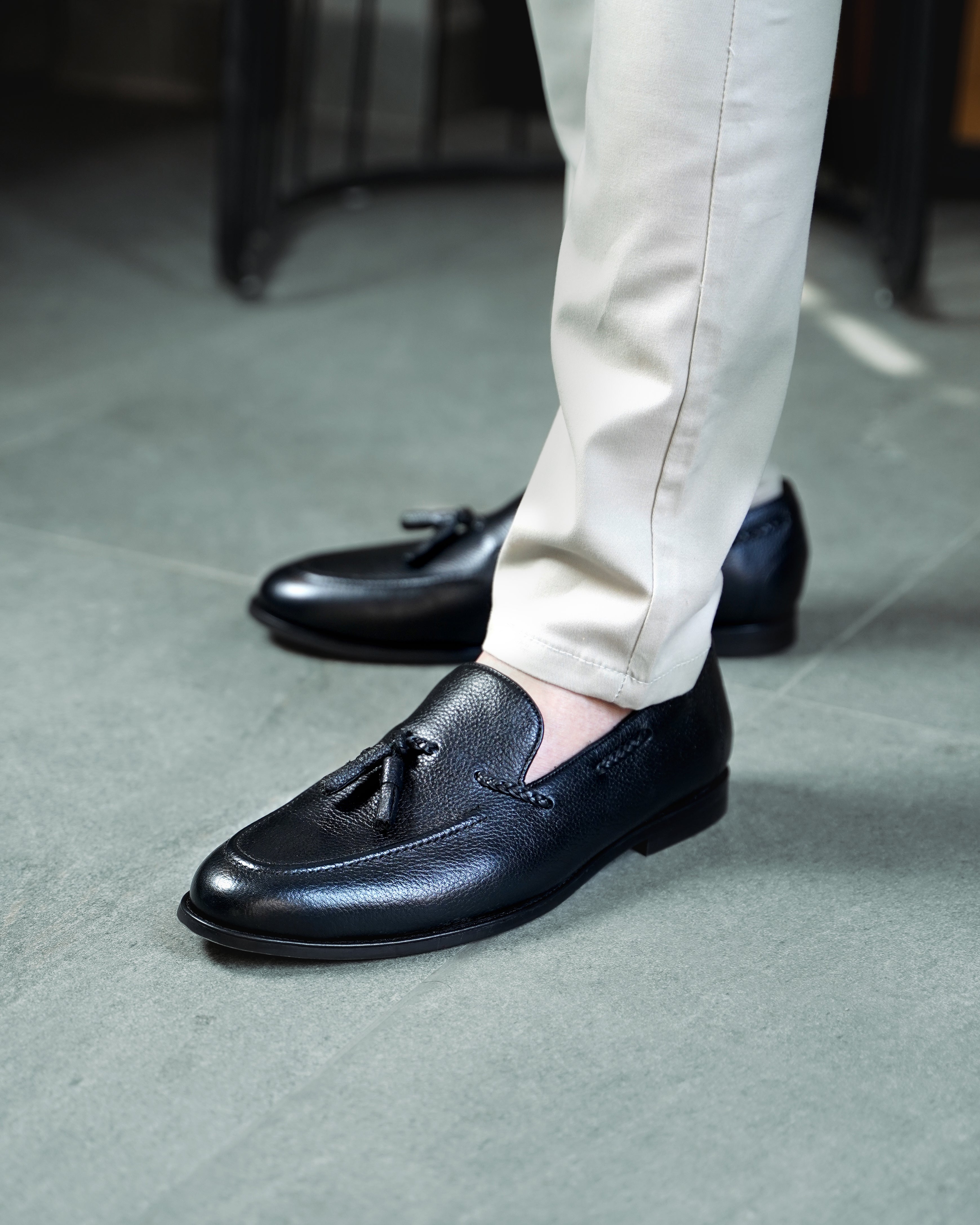 Danver - Men's Black Pebble Grain Leather Loafer