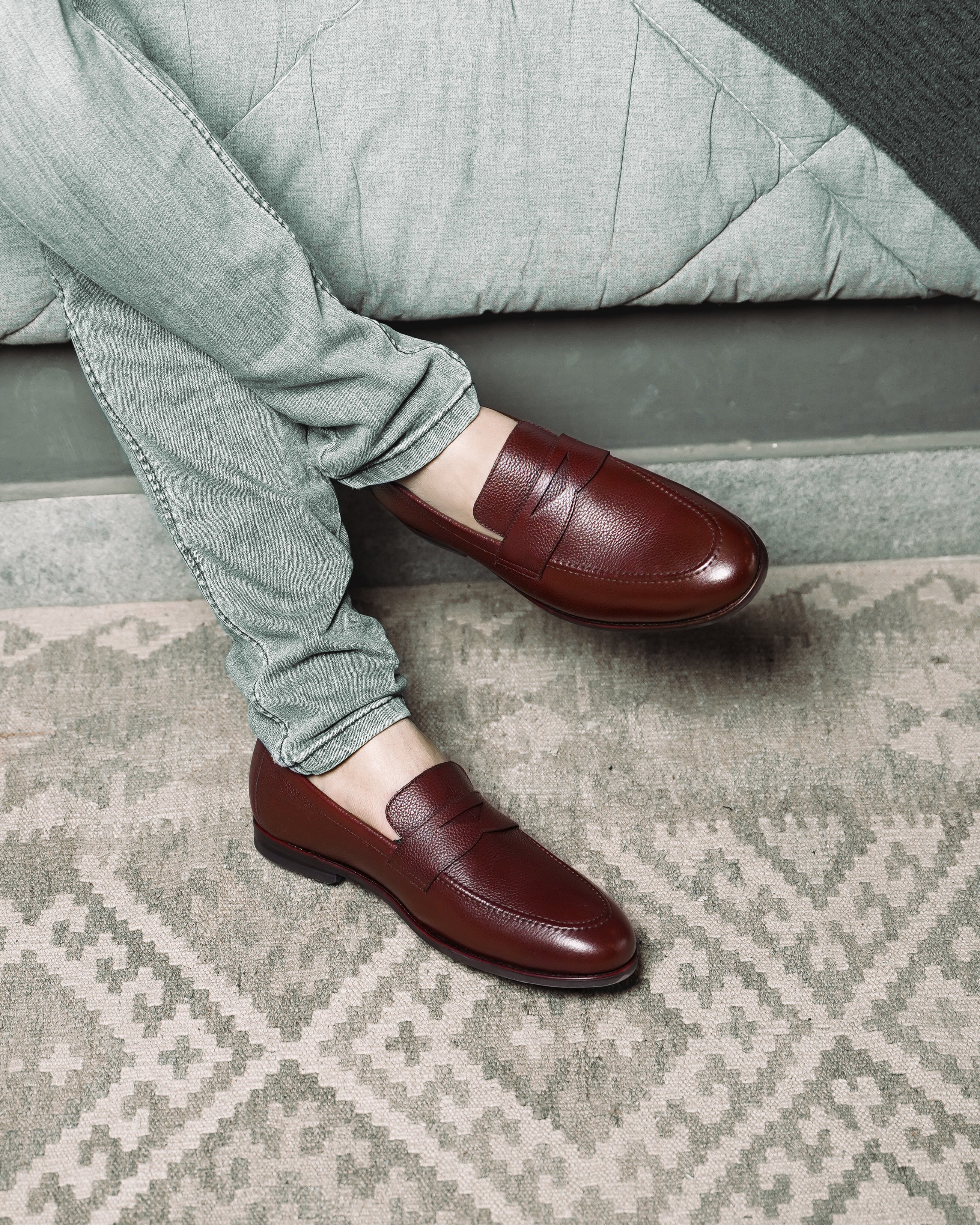 Barq - Men's Oxblood Pebble Grain Leather Loafer