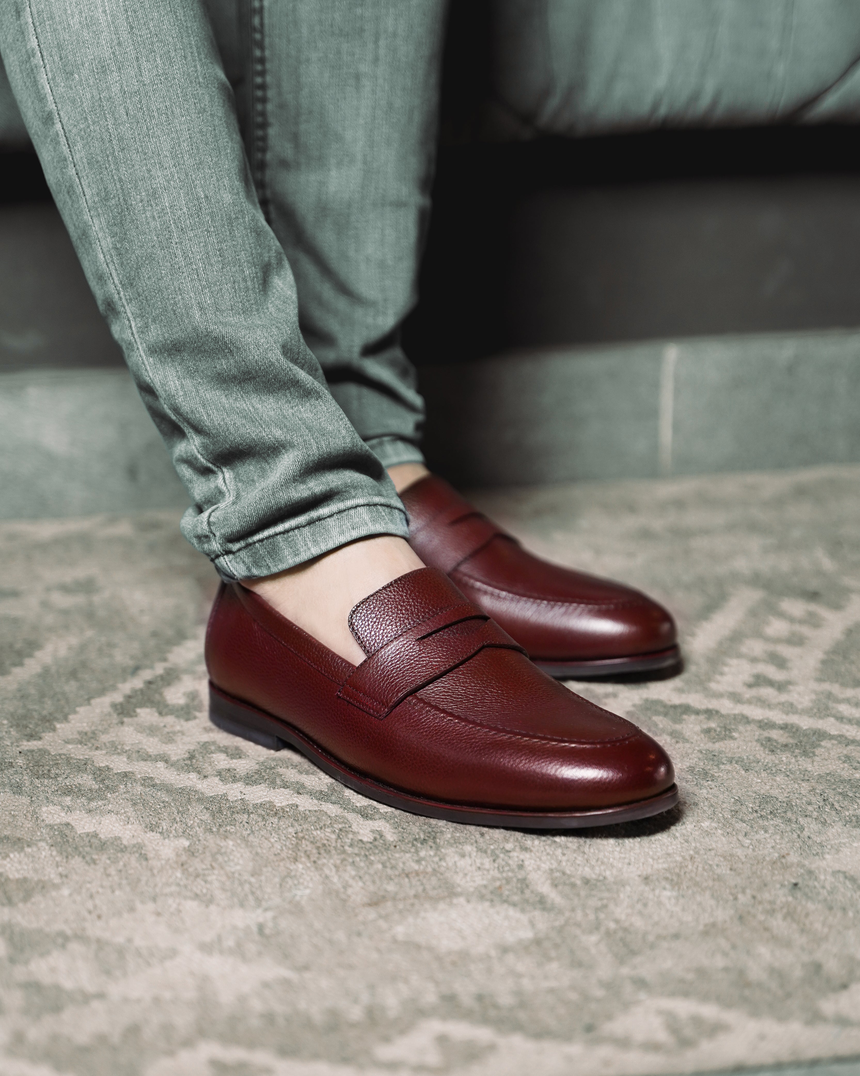 Barq - Men's Oxblood Pebble Grain Leather Loafer