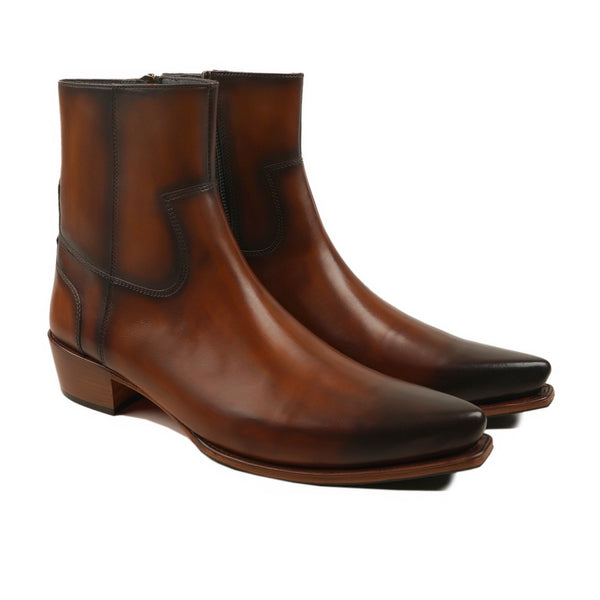 Rogas - Men's Burnish Brown Patina Calf Leather Chelsea Boot