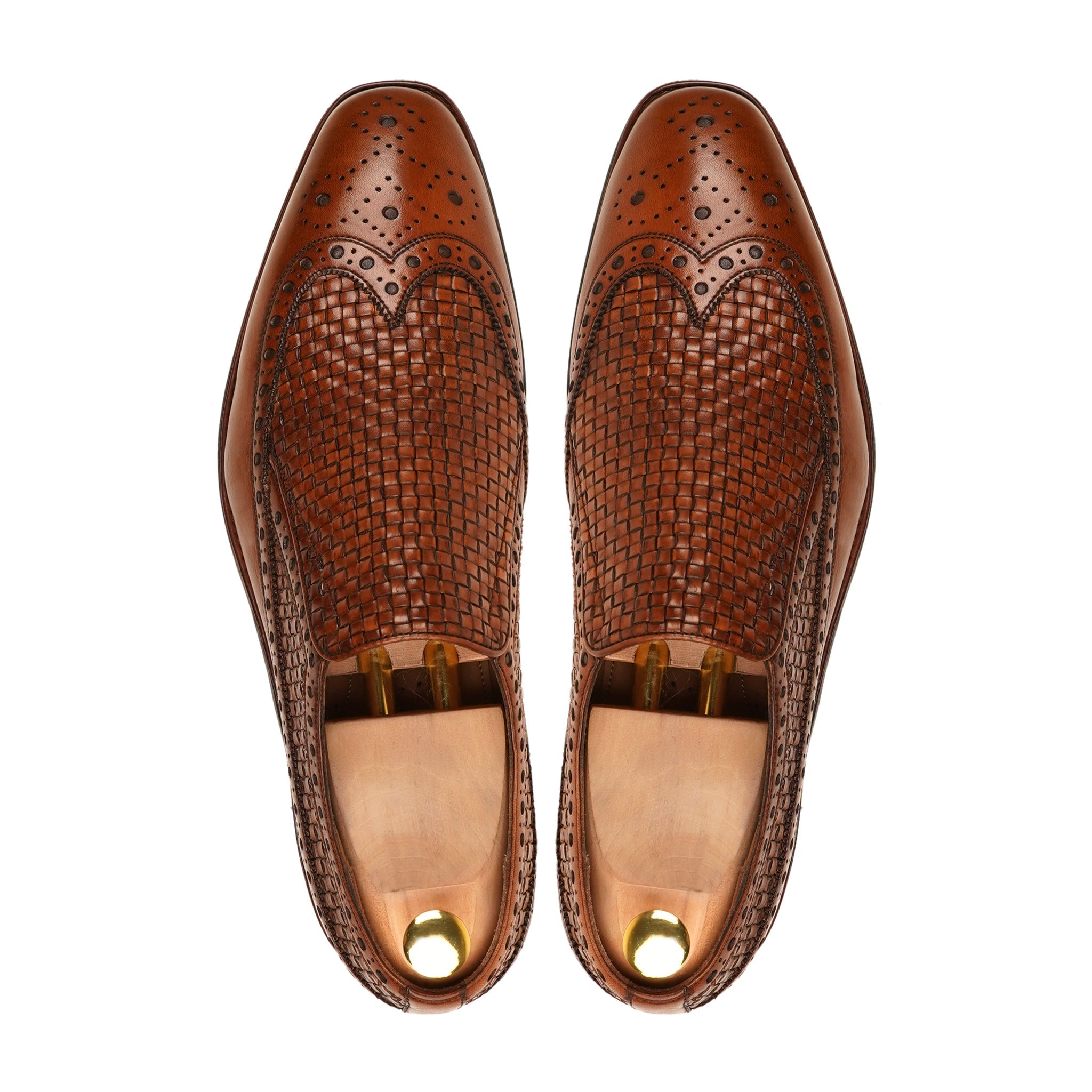 Richardson - Men's Brown Calf and Hand Woven Calf Leather Loafer