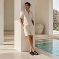 Damian - Men's Black Crocodile Printed Leather Sandal