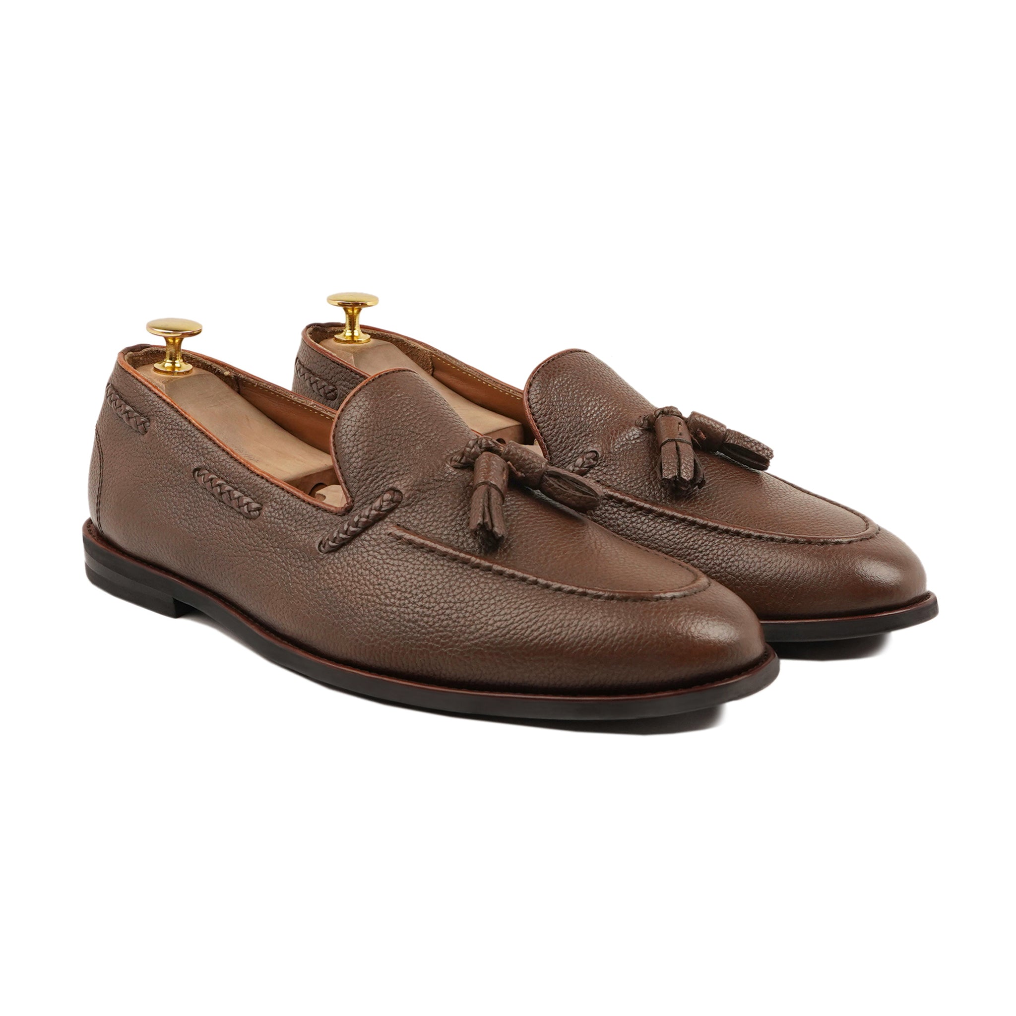 Danver - Men's Brown Pebble Grain Leather Loafer