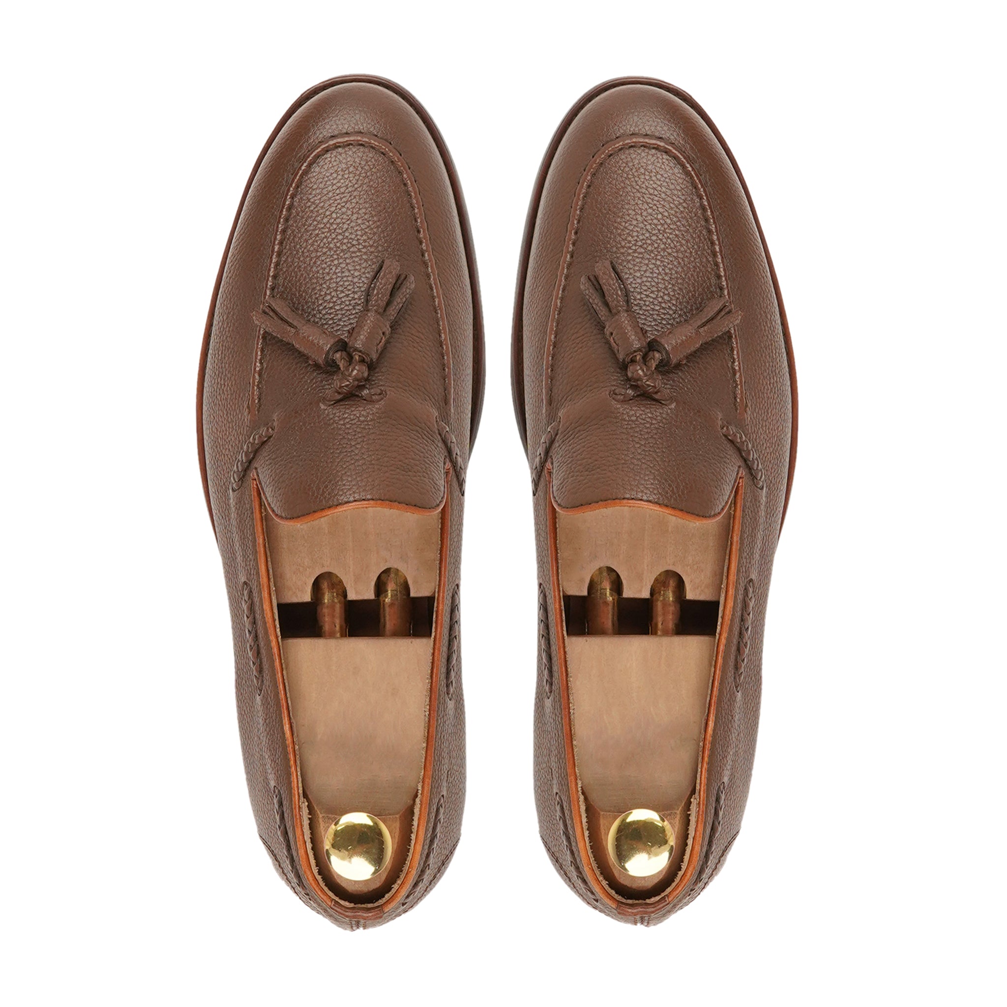 Danver - Men's Brown Pebble Grain Leather Loafer