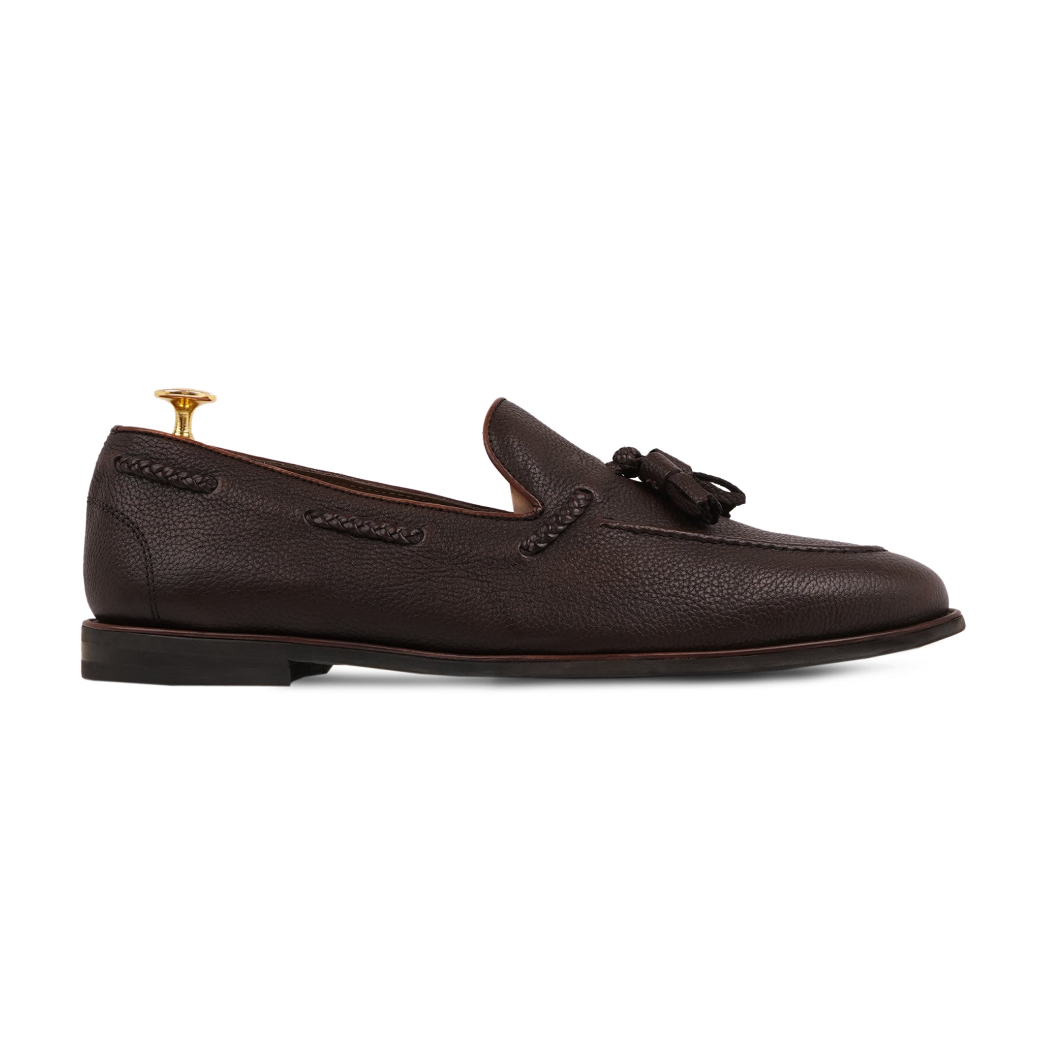 Danver - Men's Dark Brown Pebble Grain Leather Loafer