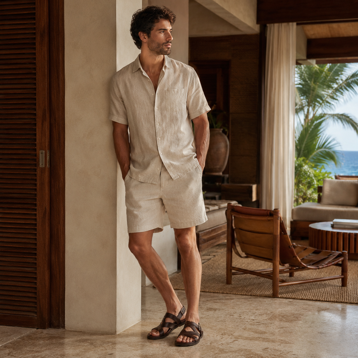 Diego - Men's Brown Calf Leather Sandal
