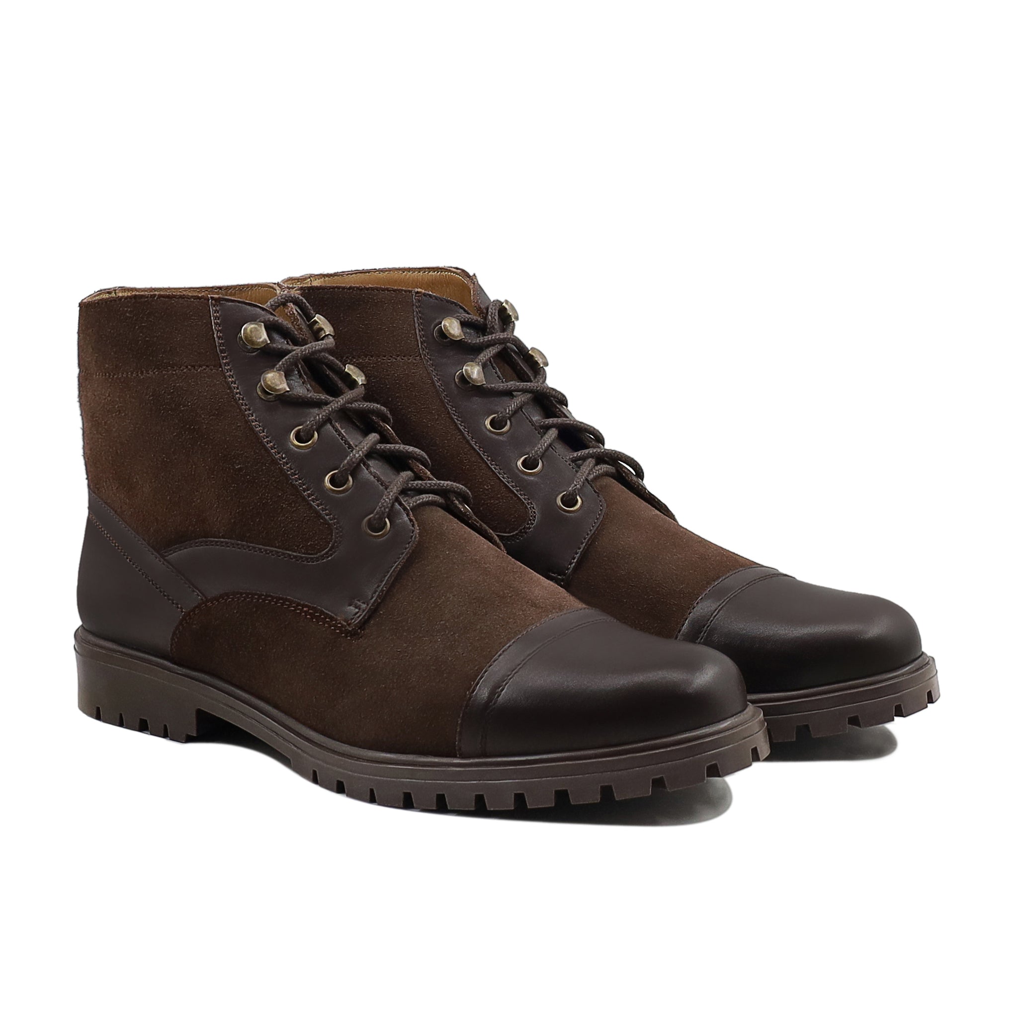 Dosia - Men's Dark Brown Suede and Calf Leather Boot