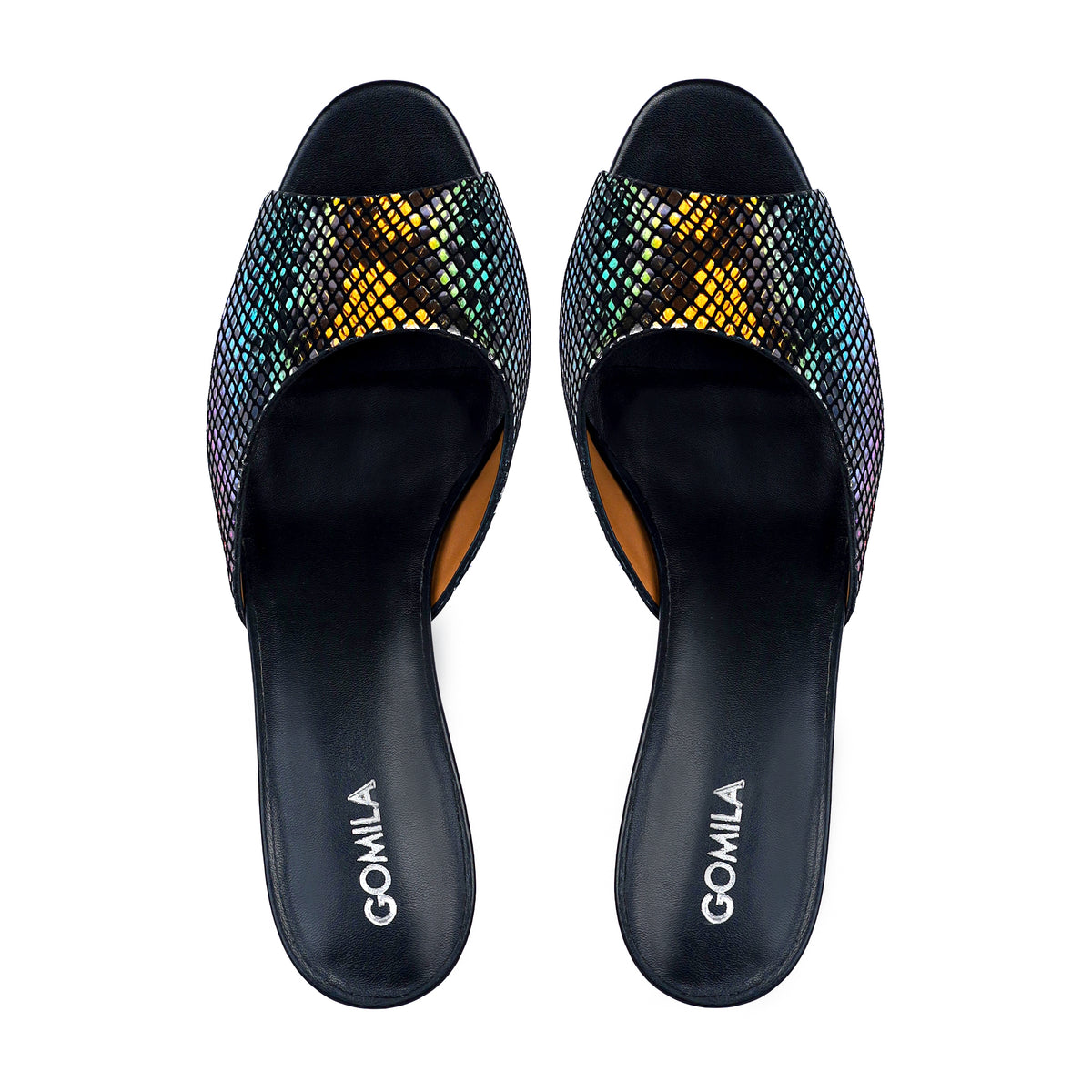 Elira - Women's Black and Rainbow Heel