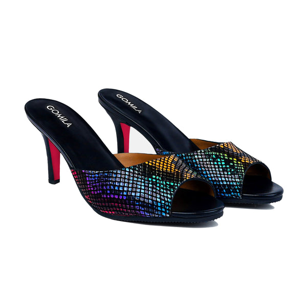 Elira - Women's Black and Rainbow Heel