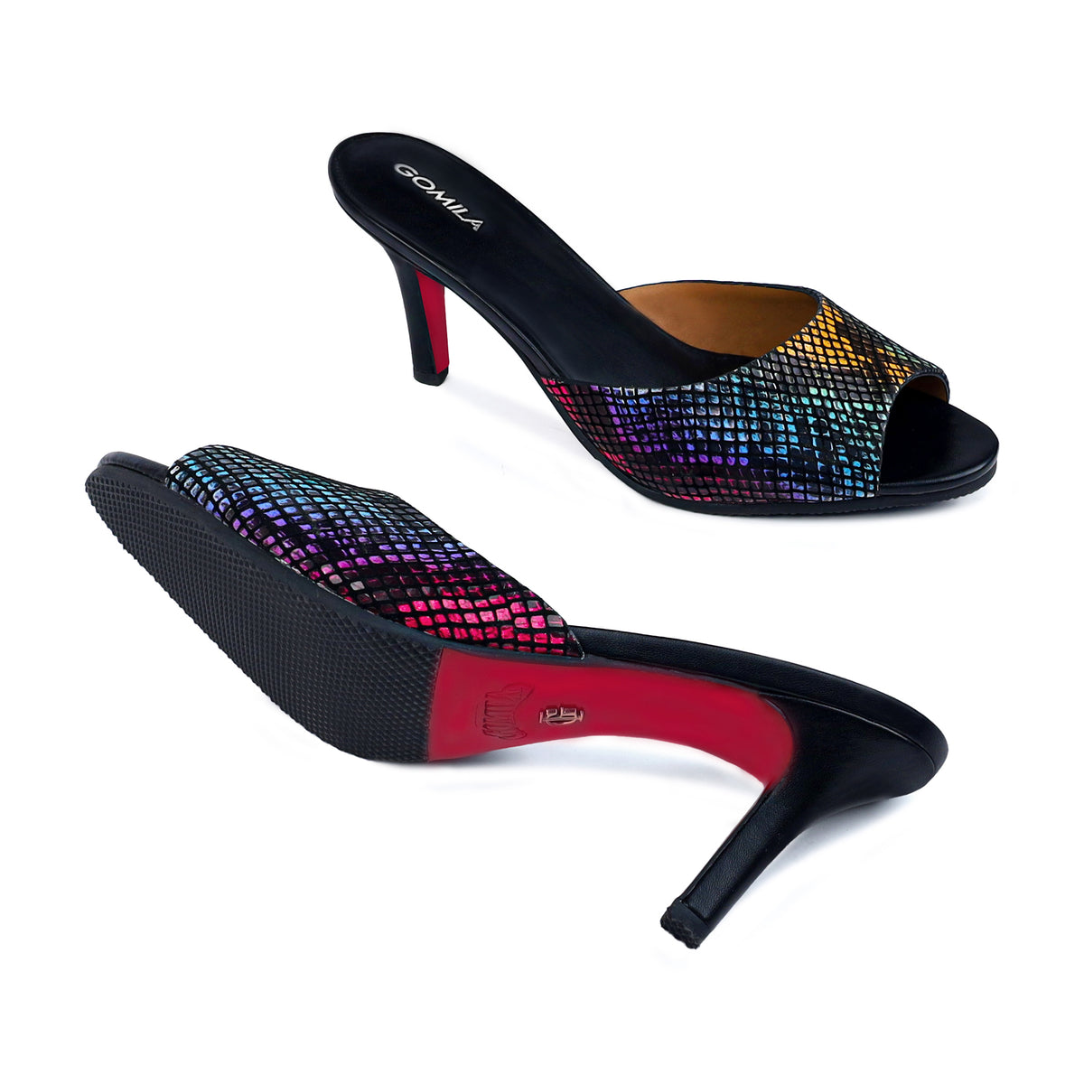 Elira - Women's Black and Rainbow Heel