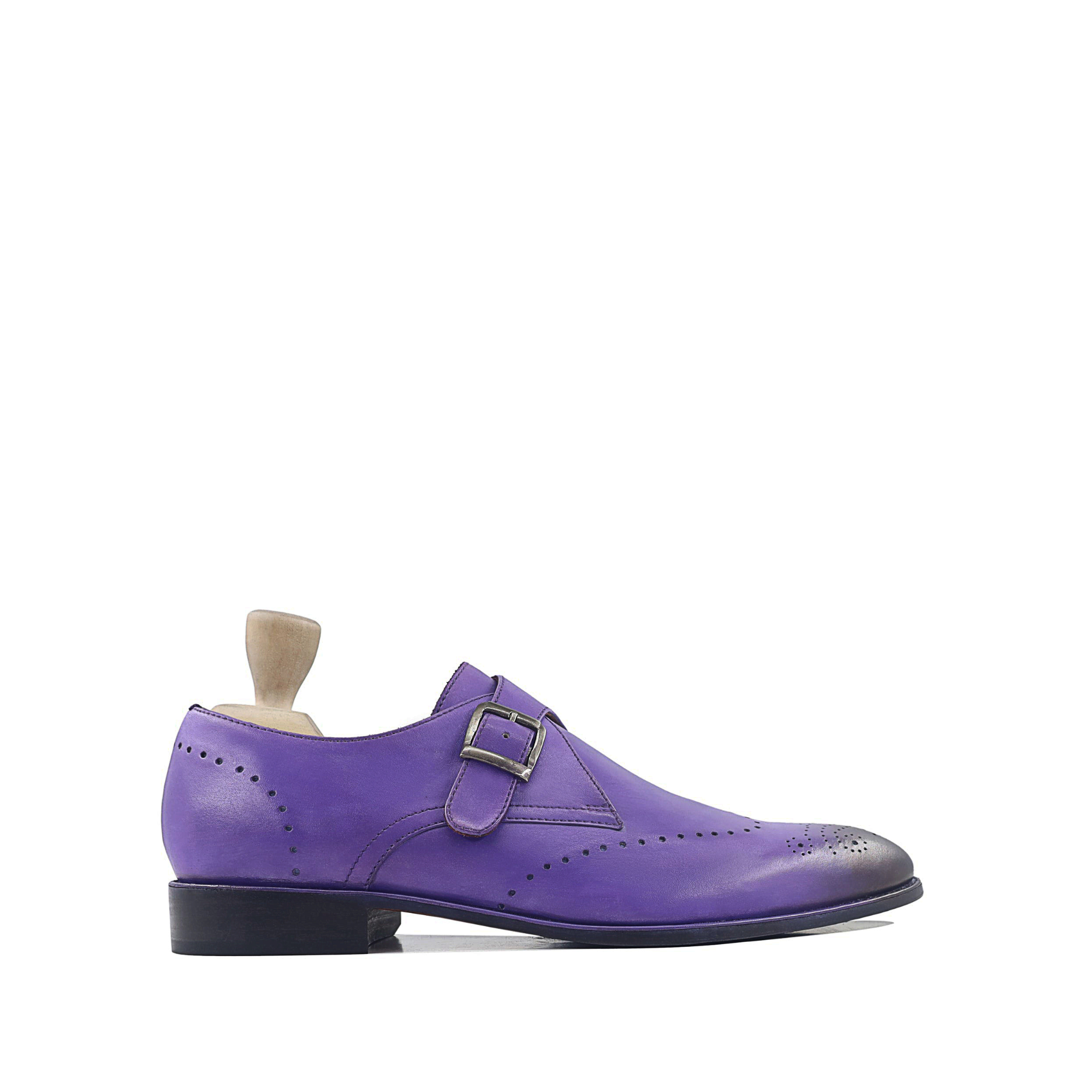 Emelia - Men's Purple Calf Leather Single Monkstrap
