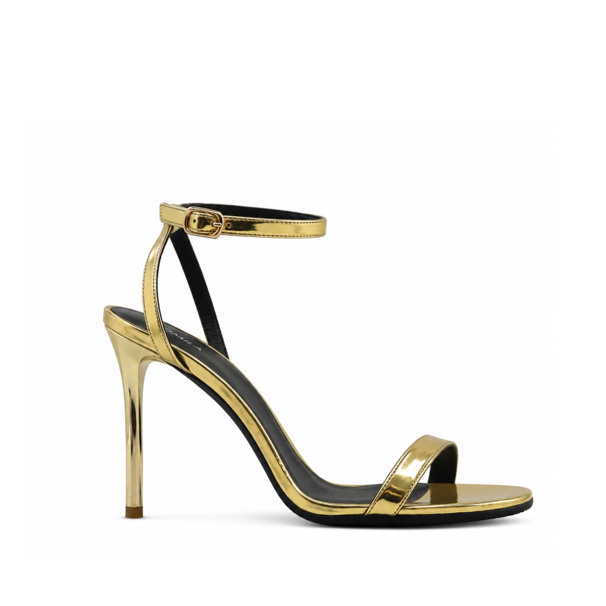 Emilia - Women's Golden High Shine Strapped 90mm Heels