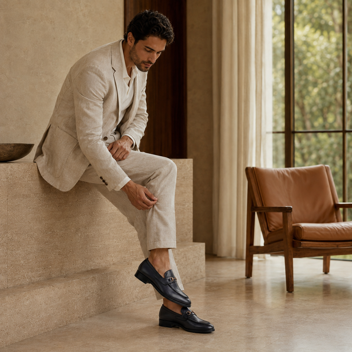 Eric - Men's Midnight Navy Calf Leather Loafer