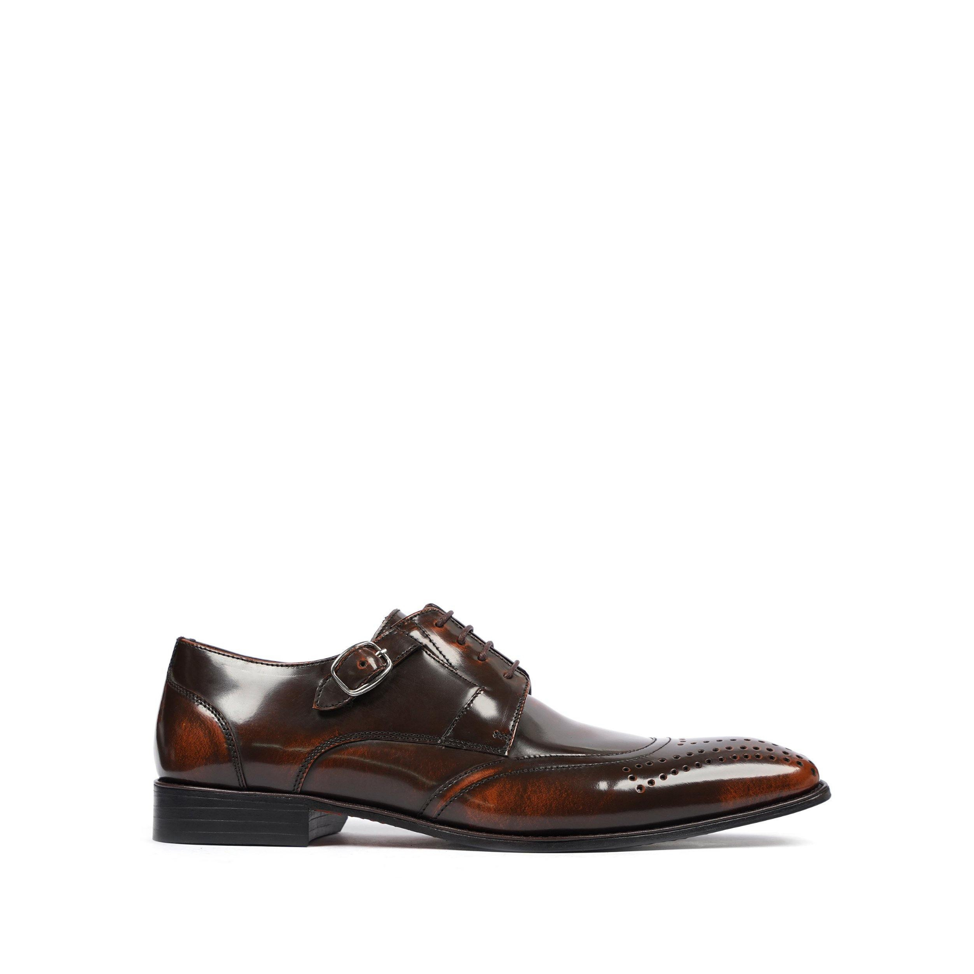 Fabio - Men's Burnished Brown Box Leather High Shine Derby Shoe