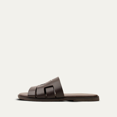 Federico - Men's Dark Brown Calf Leather Slippers