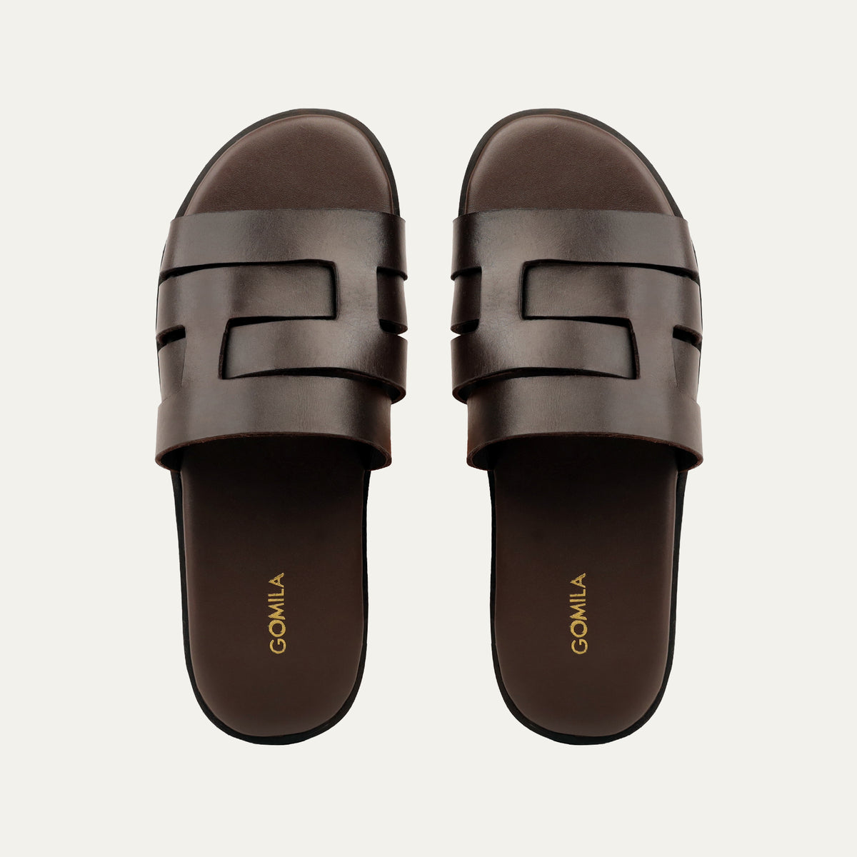 Federico - Men's Dark Brown Calf Leather Slippers