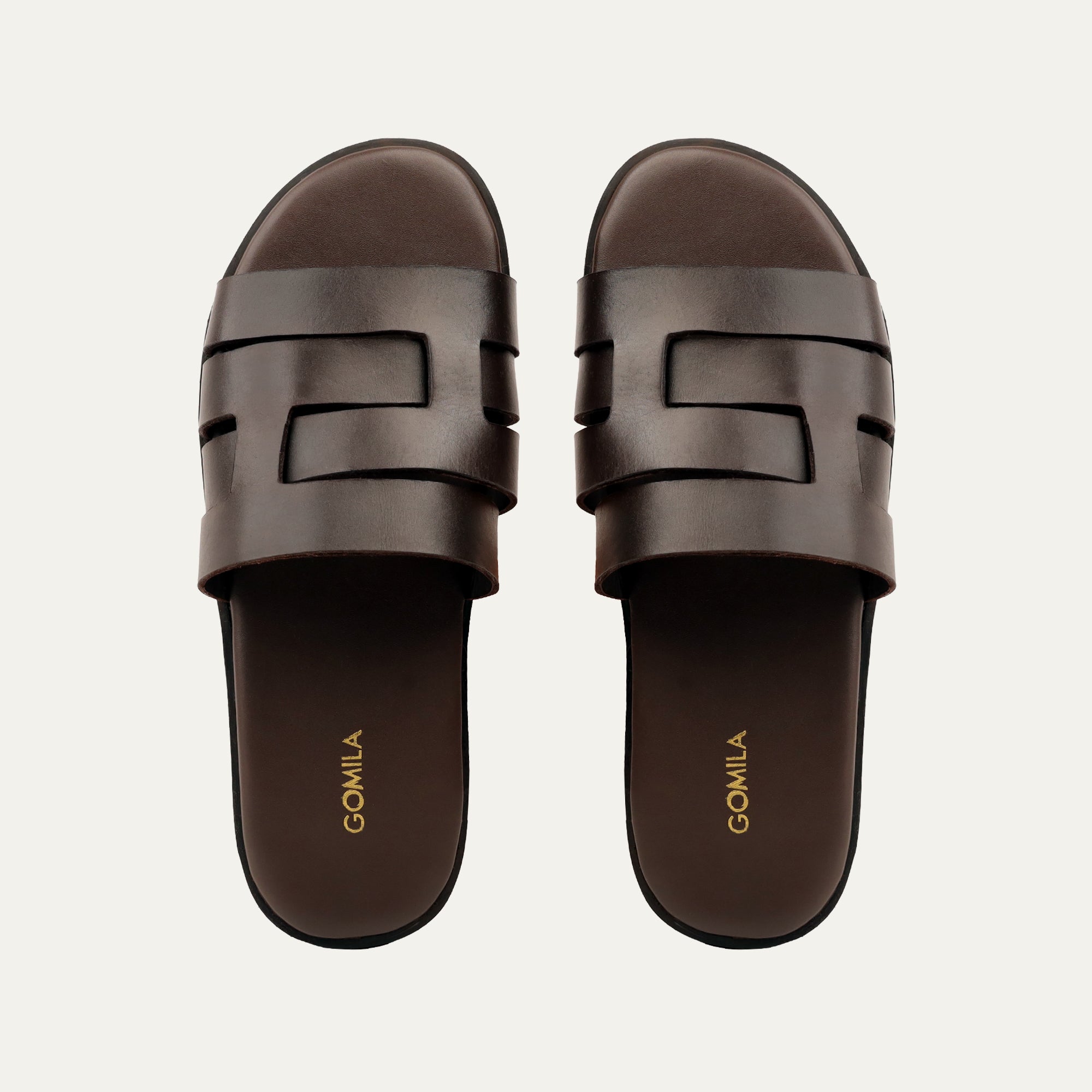 Federico - Men's Dark Brown Calf Leather Slippers