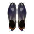 Gera - Men's Navy Blue Pebble Grain Leather Chelsea Boot