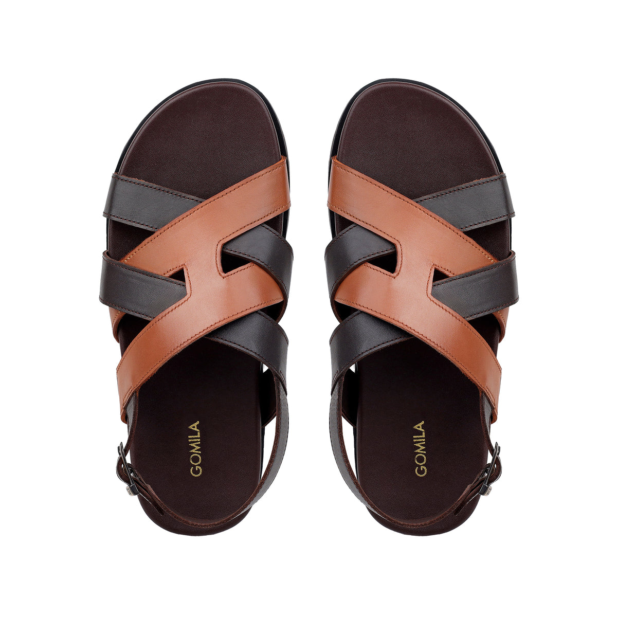 Galo - Men's Dark Brown & Tan Calf Leather Sandal