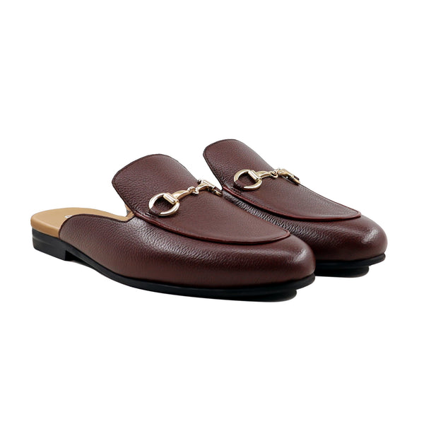 Genesis - Ladies Oxblood Pebble Grain Leather Slipper