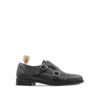 Glacier - Men's Black Pebble Grain Leather Double Monkstrap