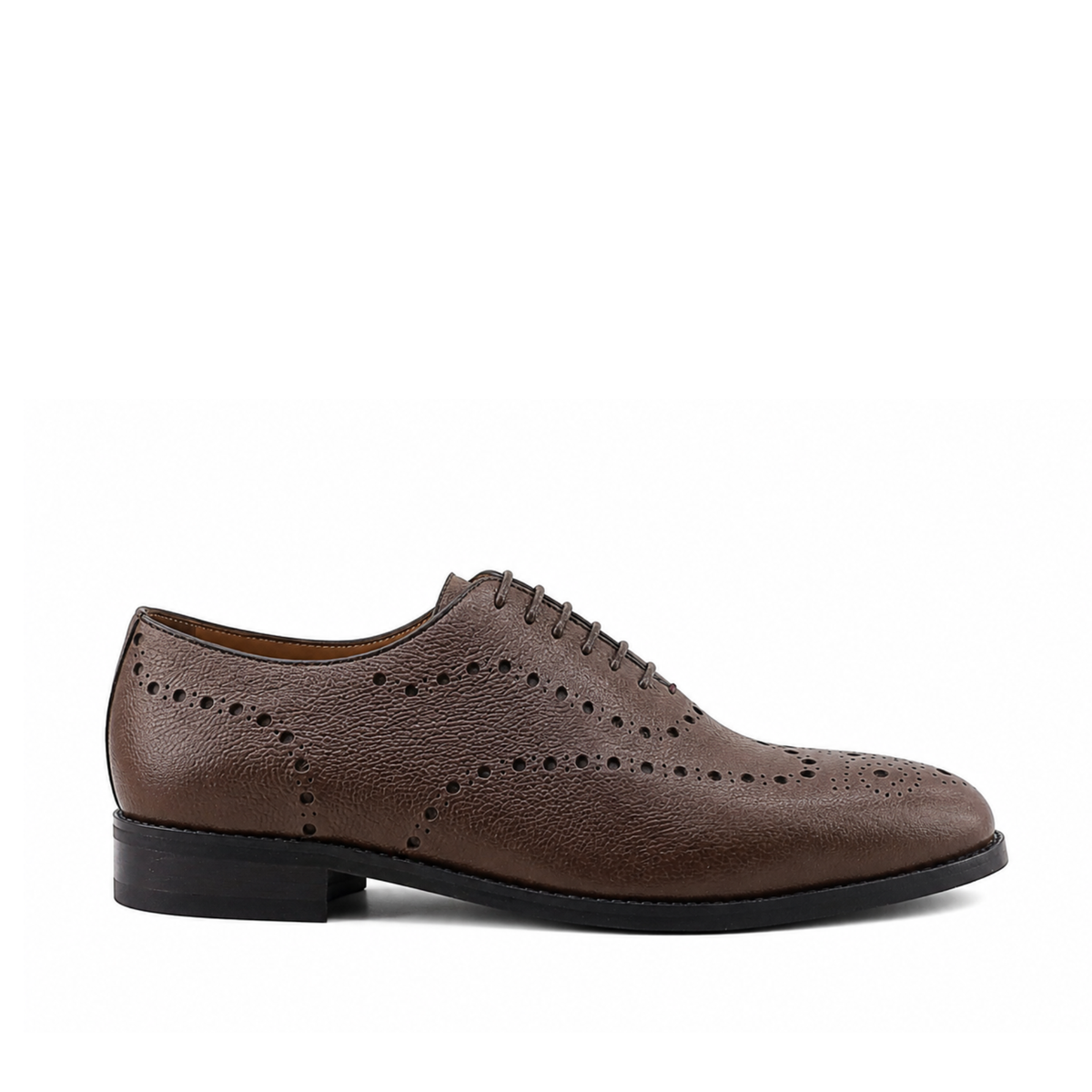 Graz - Men's Brown Pebble Grain Leather Wholecut Shoe