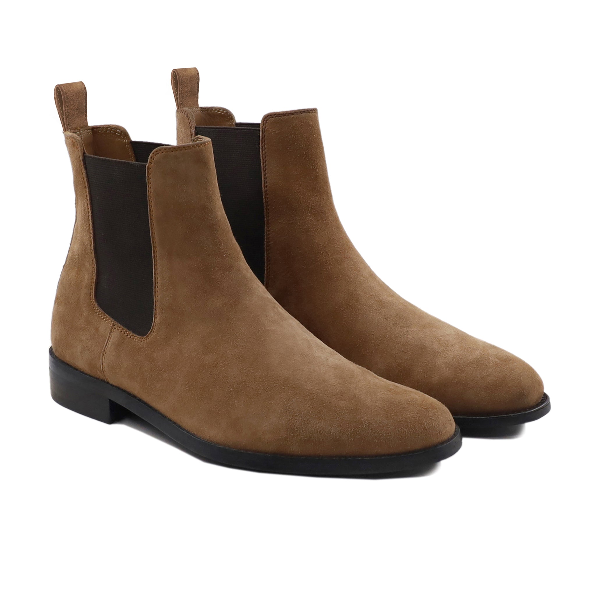 Hajime - Men's Camel Kid Suede Chelsea Boot