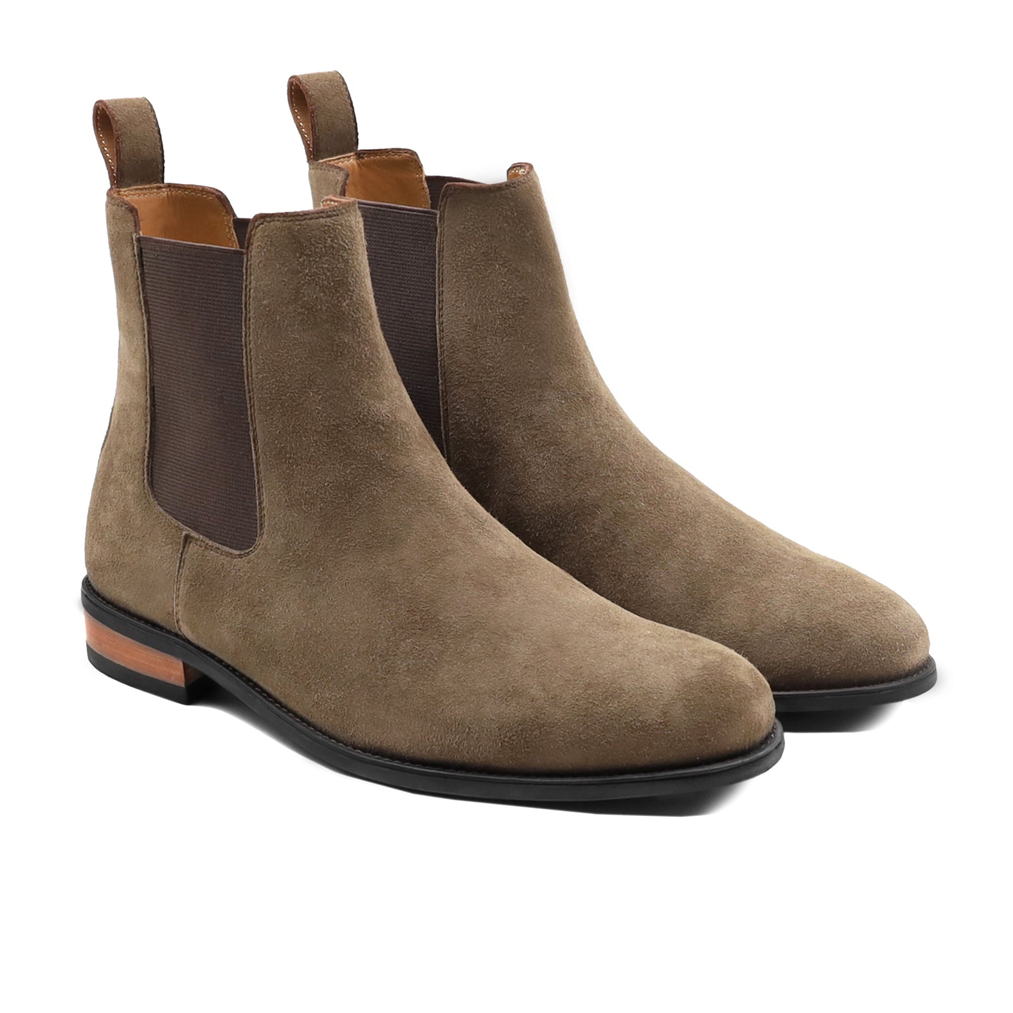 Hanbe - Men's Brown Kid Suede Chelsea Boot