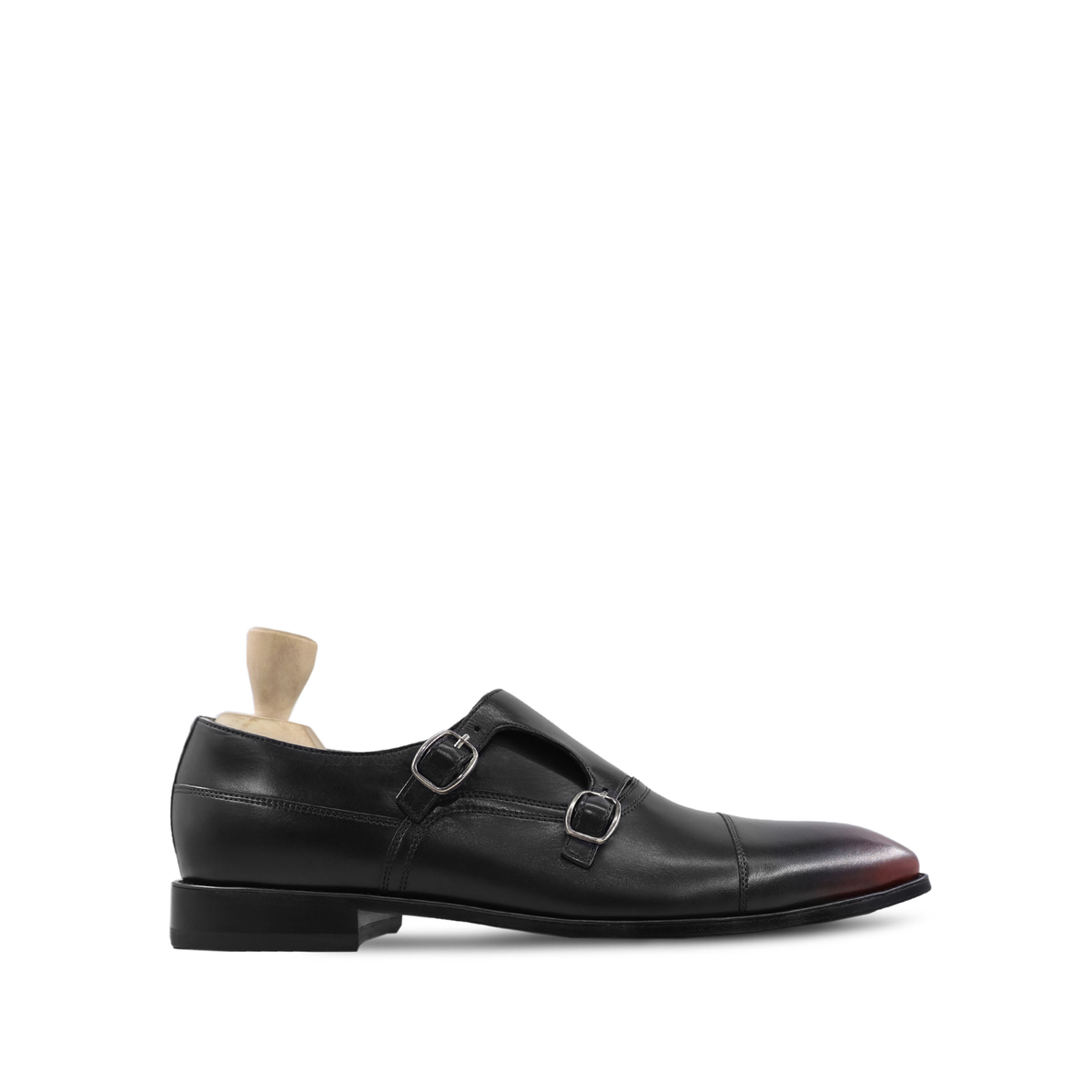 Harden - Men's Black Calf Leather Double Monkstrap