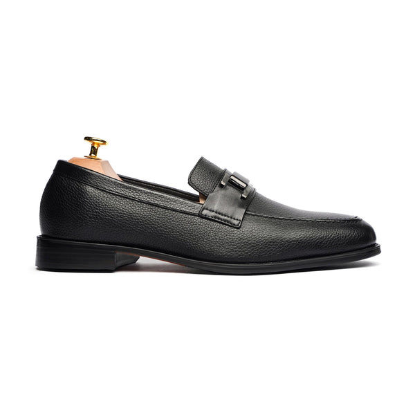 Hino - Men's Black Pebble Grain Loafer