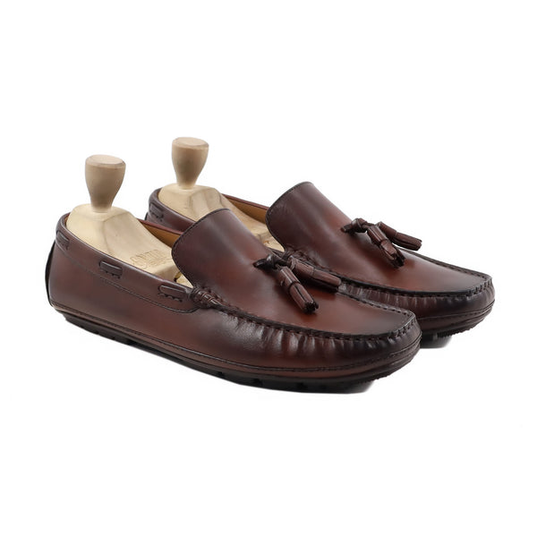 Guaz - Men's Brown Patina Calf Leather Driver Shoe
