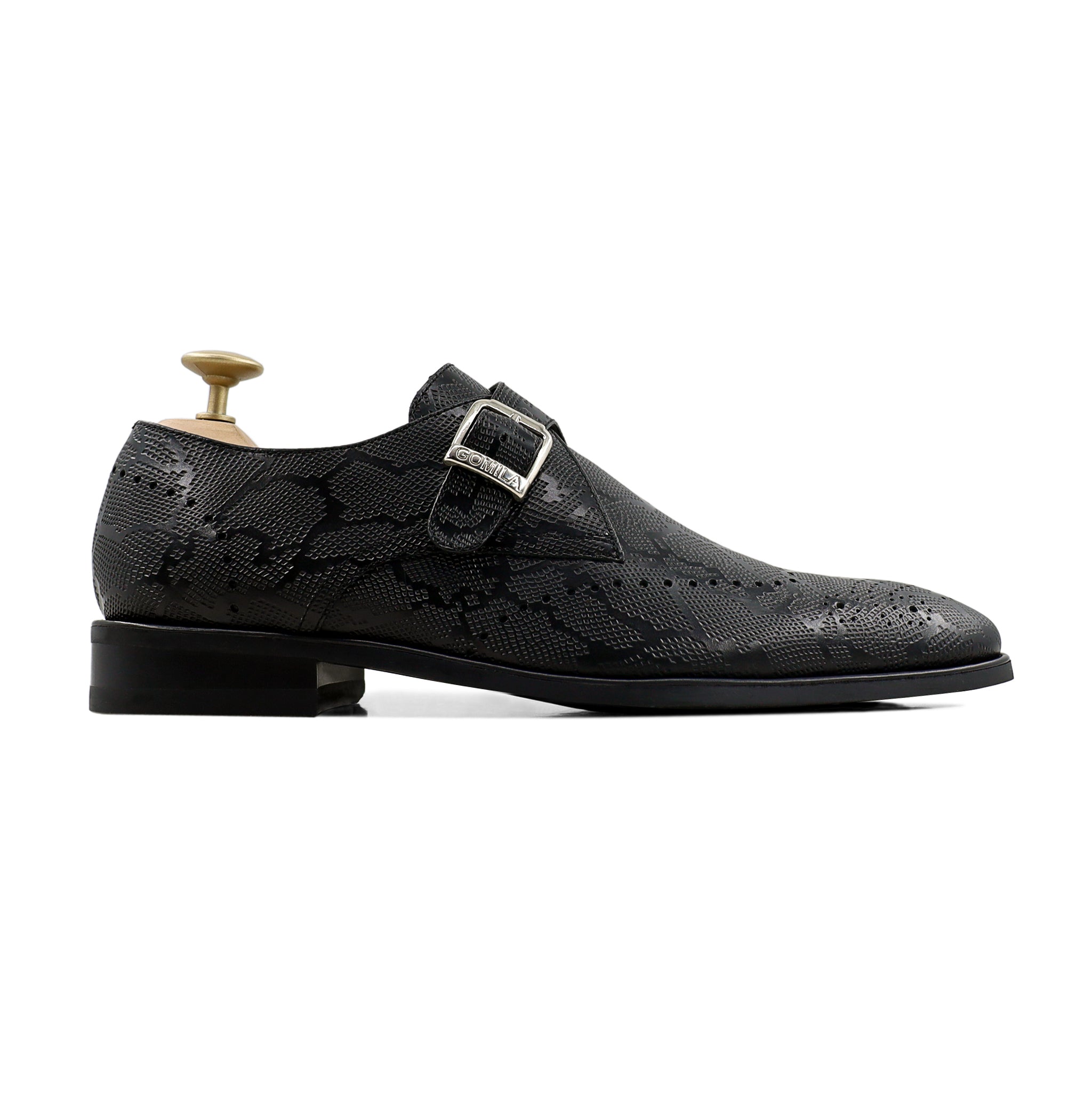 Lonnie - Men's Black Calf Leather Single Monkstrap