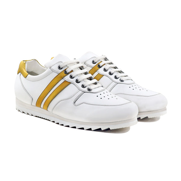 Perlan - Men's White and Yellow Calf Leather Jogger