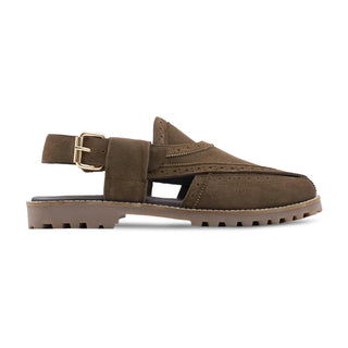 Kane - Dark Brown Kid Suede Sandal