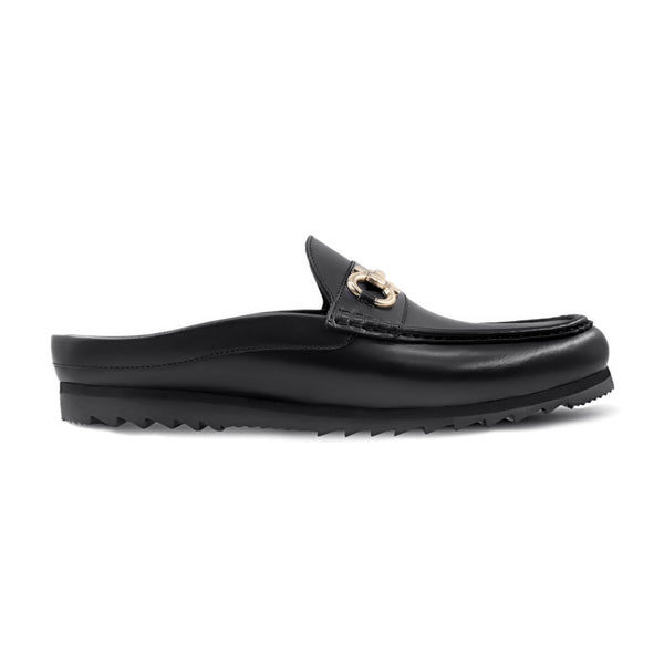 Jane - Men's Black Calf Leather Slipper