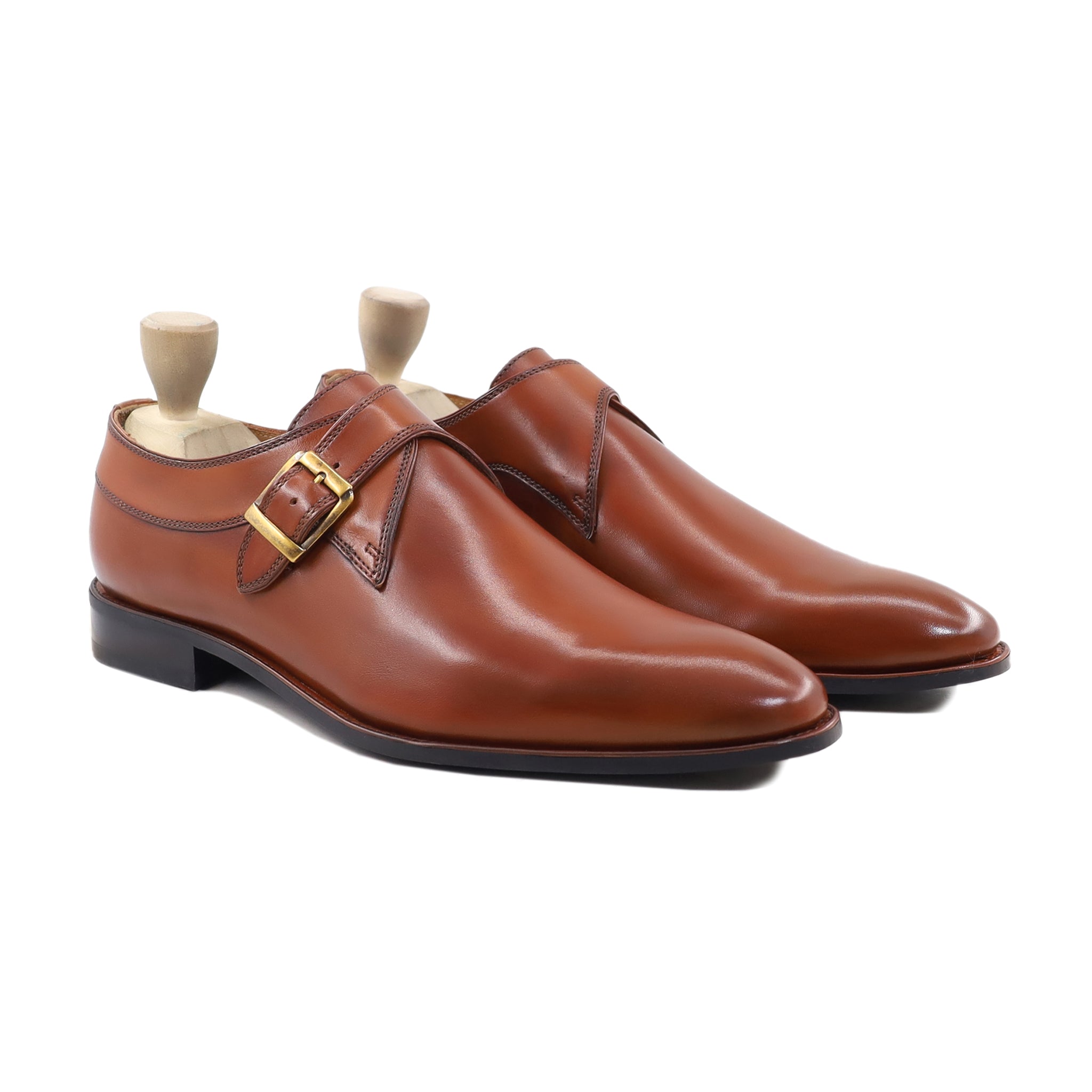 Turner - Men's Orange Tan Calf Leather Single Monkstrap