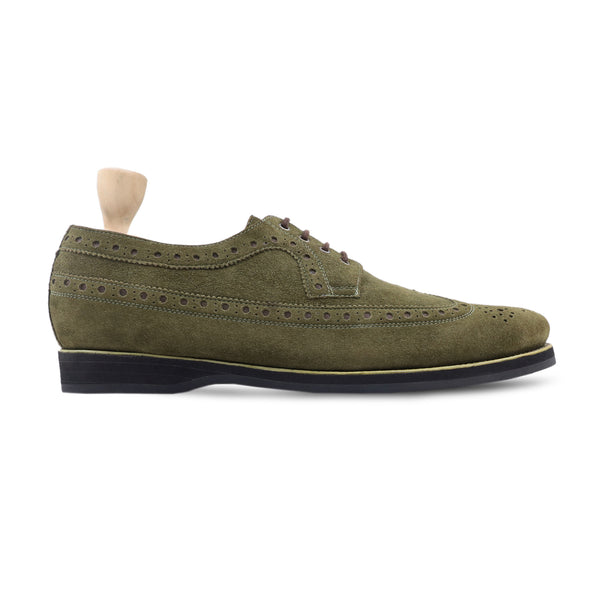 Vanesa - Men's Olive Green Kid Suede Derby Shoe