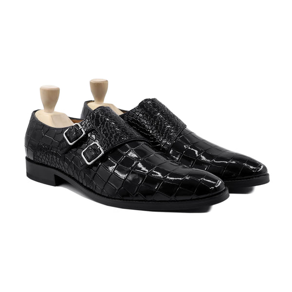 Trinity - Men's Black Patent Leather Double Monkstrap