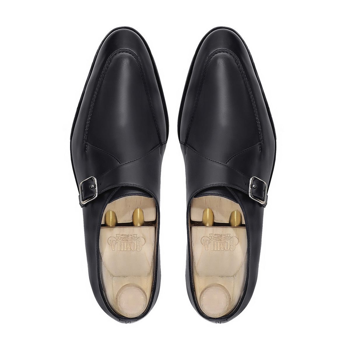 Curly - Men's Black Calf Leather Single Monkstrap