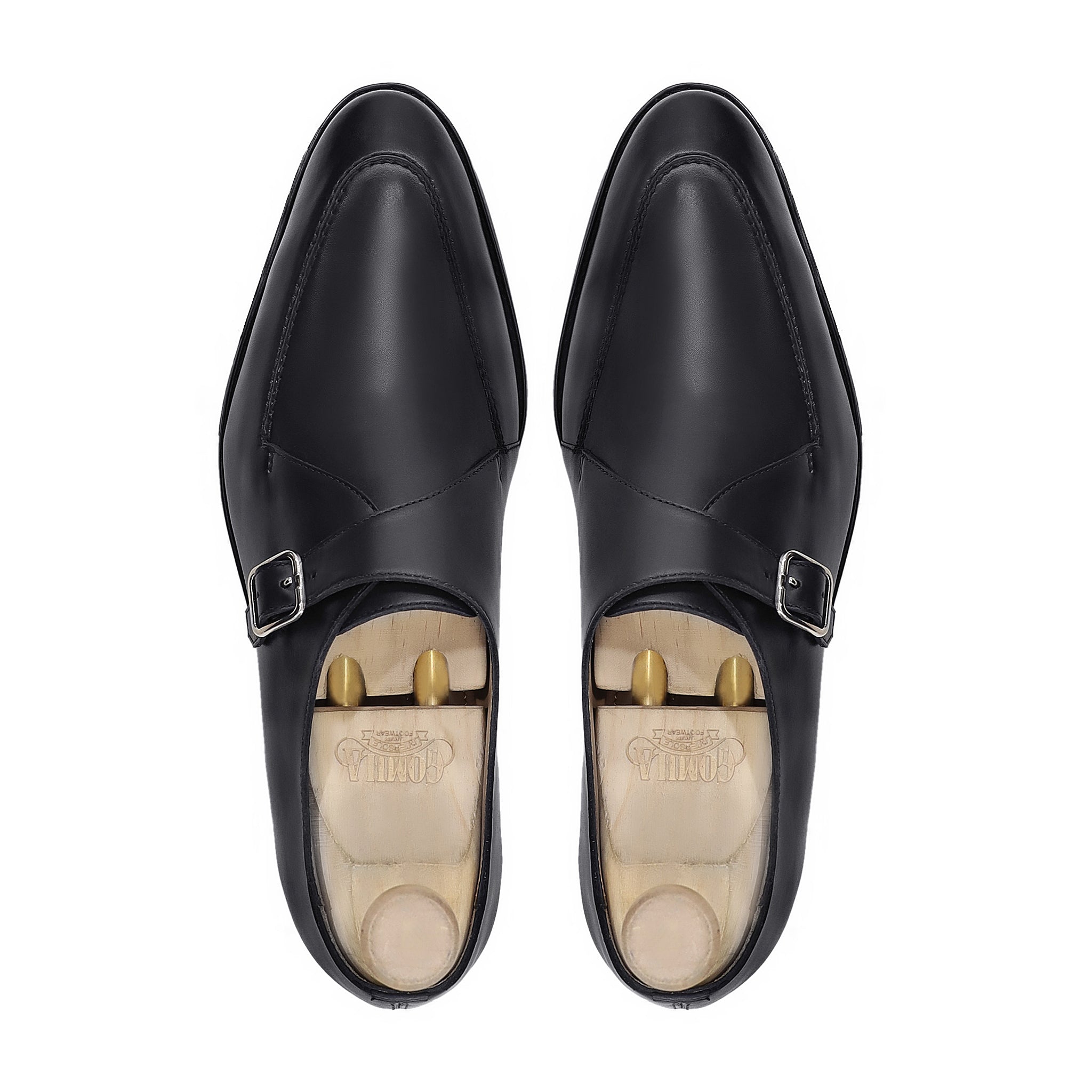 Curly - Men's Black Calf Leather Single Monkstrap