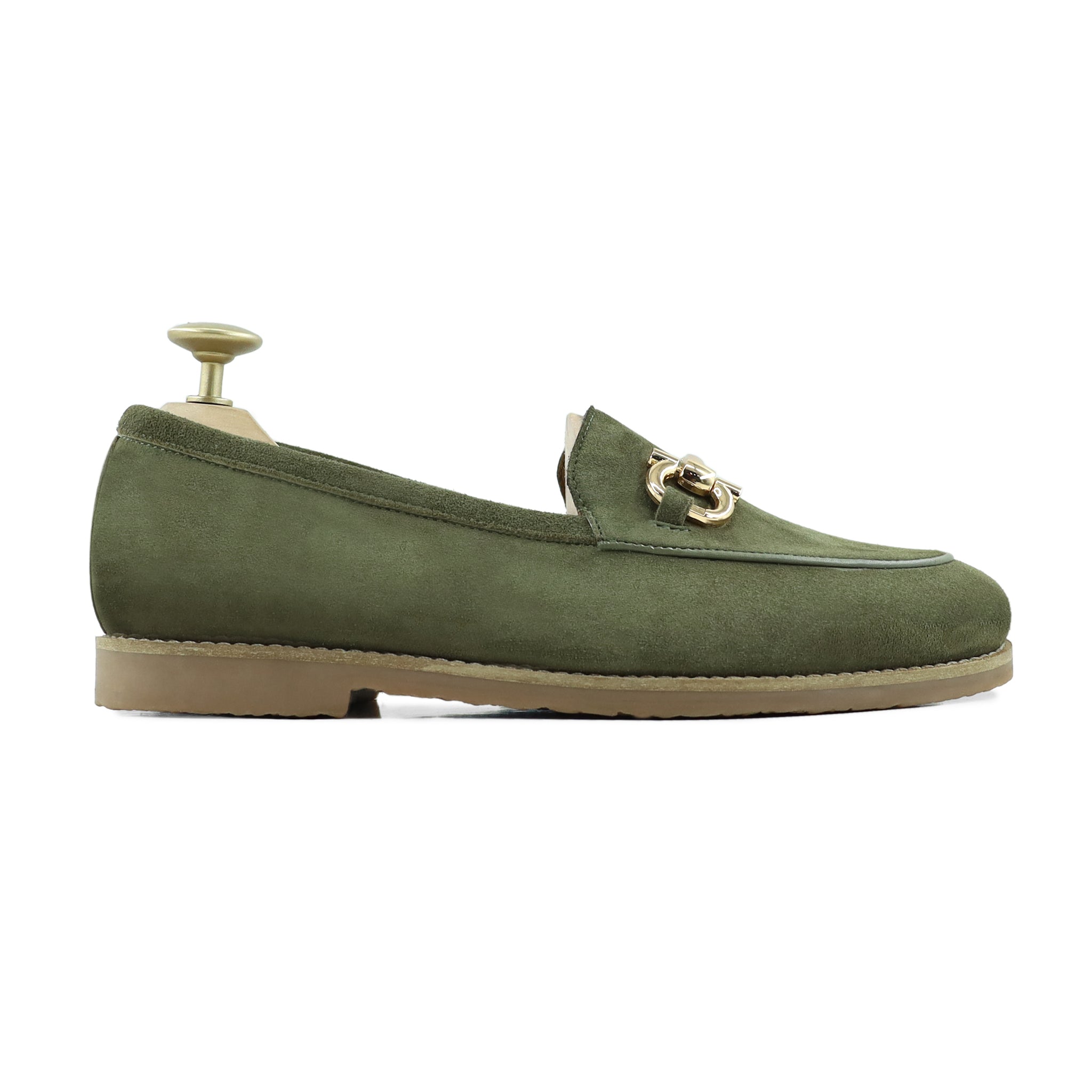 Welland - Men's Olive Green Kid Suede Loafer