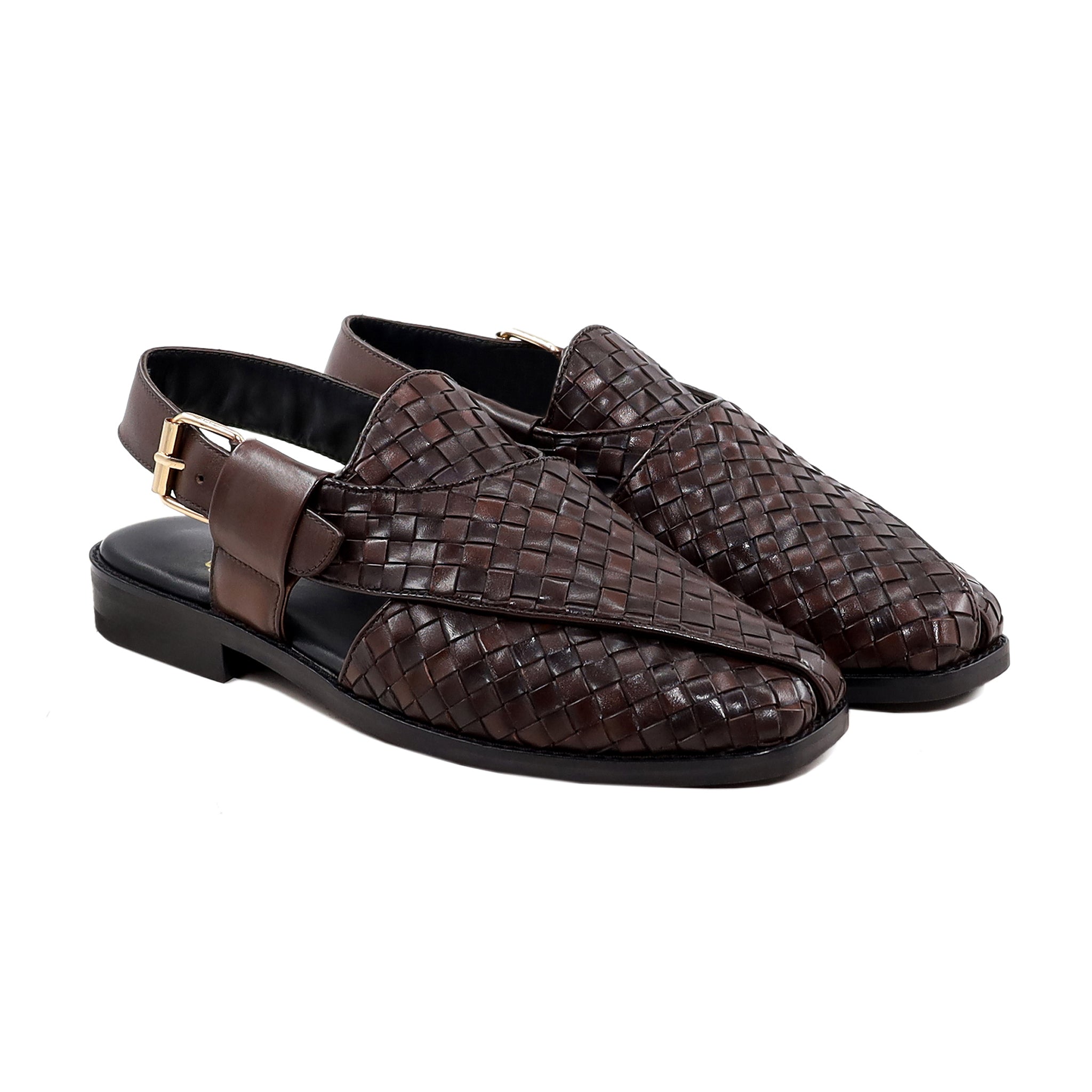 Auther - Men's Brown Hand Woven Leather Sandal