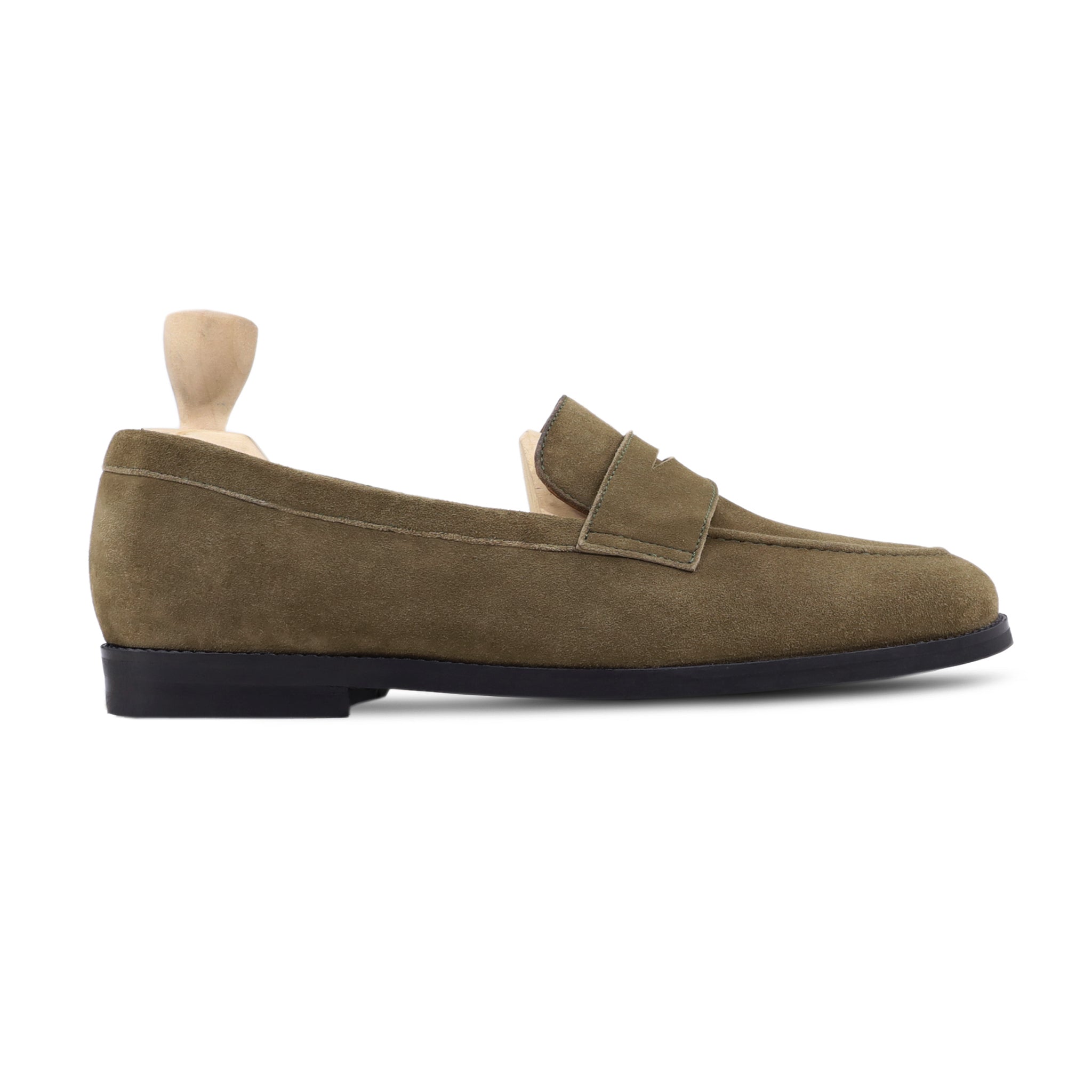 Phoebe - Men's Khaki Green Kid Suede Loafer