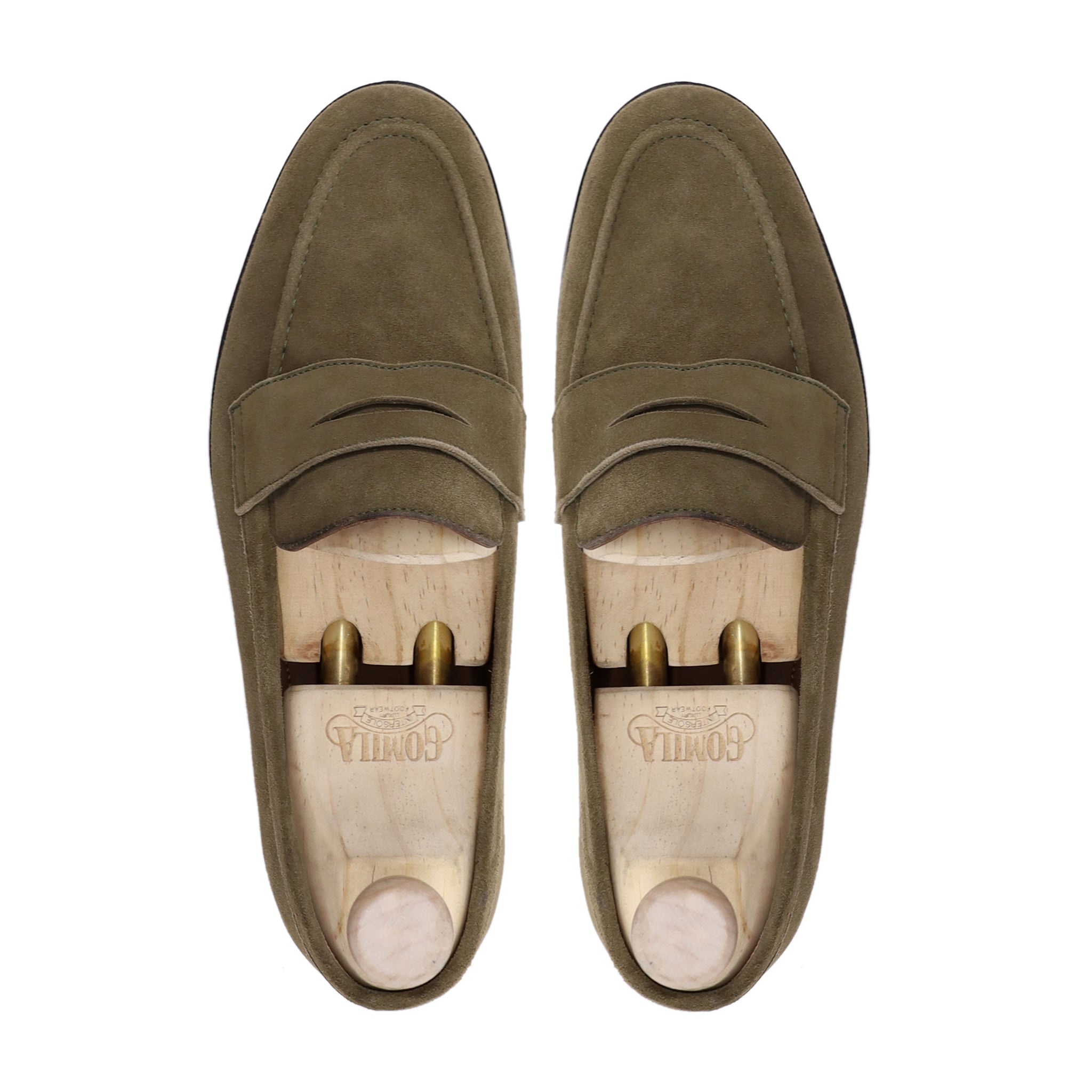 Phoebe - Men's Khaki Green Kid Suede Loafer